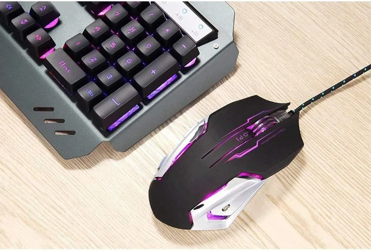 ست کیبورد و ماوس گیمینگ NEWNAN با نور پس زمینه LED، حس مکانیکی، کیبورد اداری تجاری، ماوس گیمینگ با نور پس زمینه رنگی تنفسی برای کار یا بازی های مقدماتی