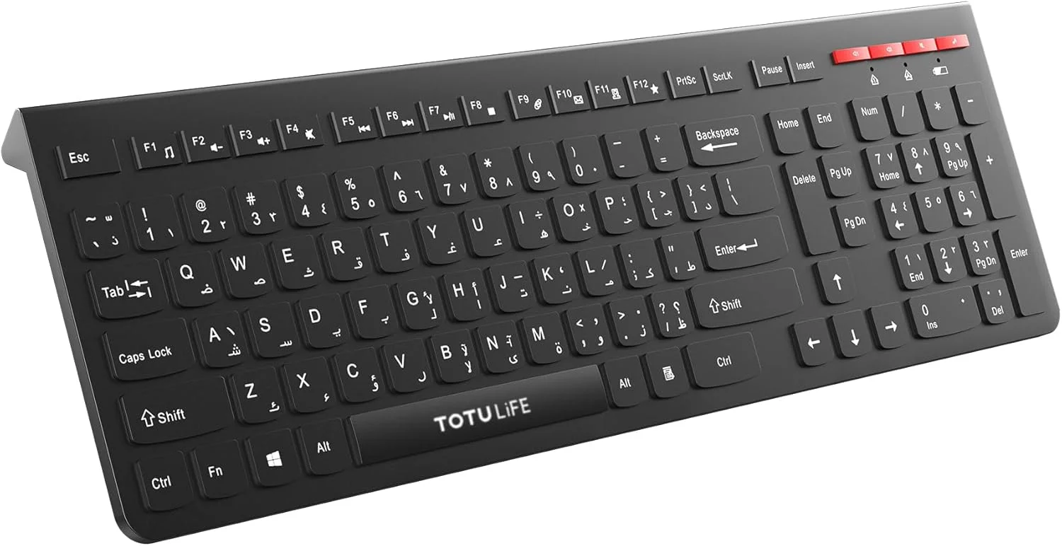 ست کیبورد و ماوس بی سیم 2.4 گیگاهرتز Totulife، قرمز/مشکی