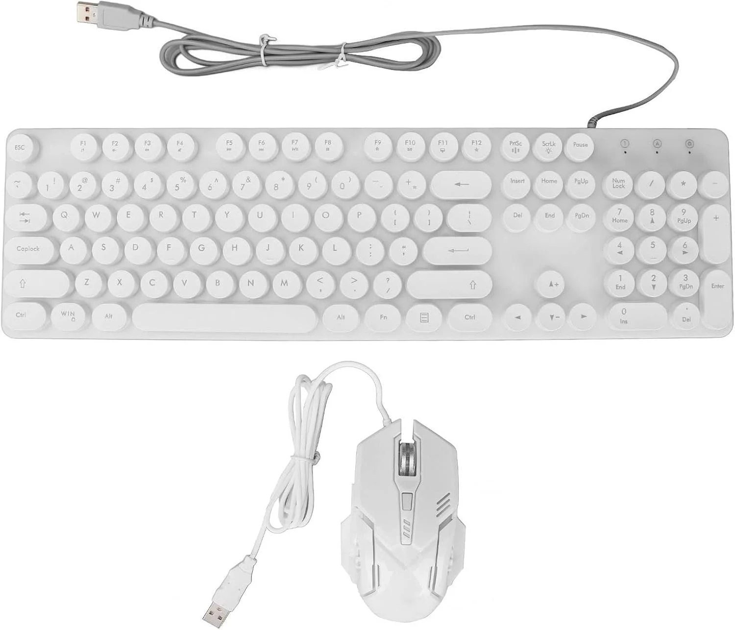 ست کیبورد و ماوس، کیبورد مکانیکی پانک 104 کلیدی با نور پس زمینه RGB قابل تنظیم به همراه ماوس DPI مناسب برای بازی و کار اداری (سفید)