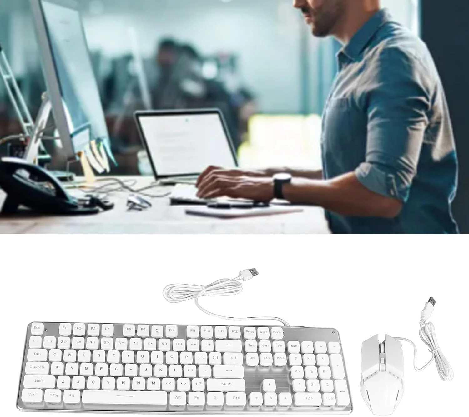 ست کیبورد و ماوس گیمینگ GOWENIC، نورهای RGB، حس مکانیکی، نور پس زمینه تک رنگ، سیمی، 104 کلید، برای کار با کامپیوتر شخصی و سرگرمی خانگی ست کیبورد و ماوس گیمینگ GOWENIC، نورهای RGB، حس مکانیکی، نور پس زمینه تک رنگ، سیمی، 104 کلید، برای کار با کامپیوتر شخصی و سرگرمی خانگی