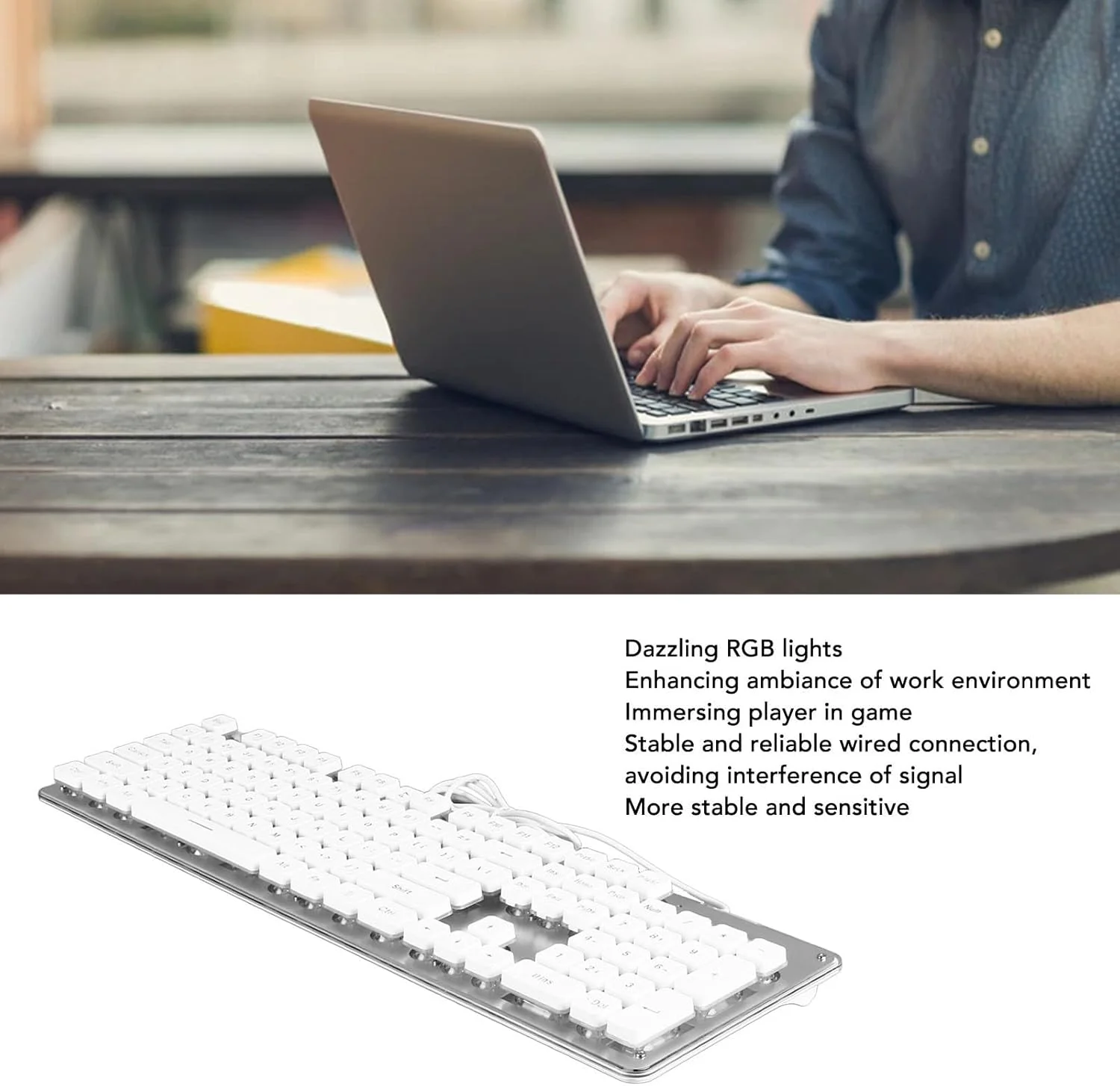 ست کیبورد و ماوس گیمینگ GOWENIC، نورهای RGB، حس مکانیکی، نور پس زمینه تک رنگ، سیمی، 104 کلید، برای کار با کامپیوتر شخصی و سرگرمی خانگی ست کیبورد و ماوس گیمینگ GOWENIC، نورهای RGB، حس مکانیکی، نور پس زمینه تک رنگ، سیمی، 104 کلید، برای کار با کامپیوتر شخصی و سرگرمی خانگی
