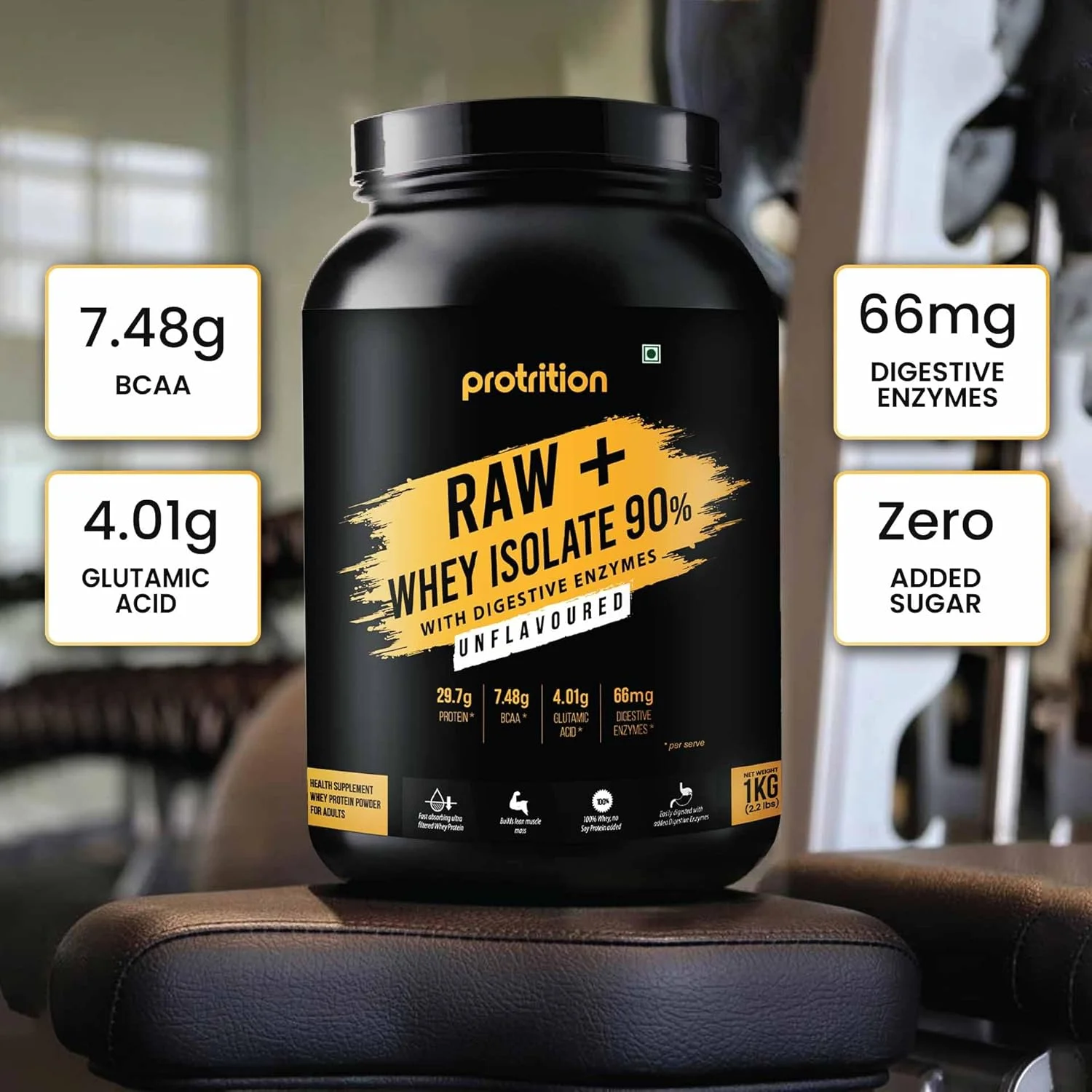 پودر پروتئین وی ایزوله خام Protrition Raw+ 90% | بدون طعم - 1 کیلوگرم (30 سروینگ) | 29.7 گرم پروتئین، 6.78 گرم BCAA در هر پیمانه | دارای آنزیم های گوارشی افزوده | رشد عضلات، قدرت و ریکاوری پودر پروتئین وی ایزوله خام Protrition Raw+ 90% | بدون طعم - 1 کیلوگرم (30 سروینگ) | 29.7 گرم پروتئین، 6.78 گرم BCAA در هر پیمانه | دارای آنزیم های گوارشی افزوده | رشد عضلات، قدرت و ریکاوری