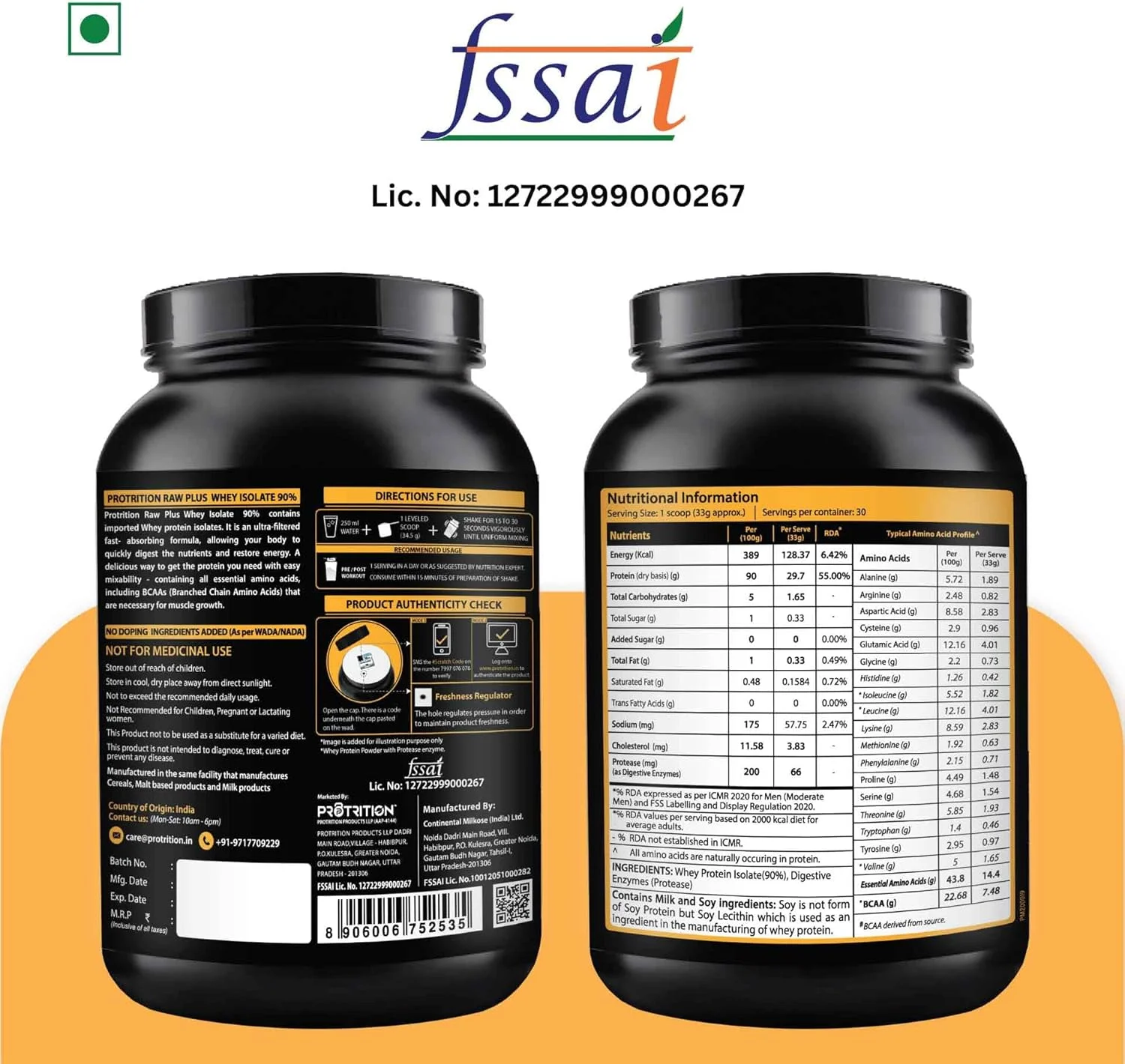پودر پروتئین وی ایزوله خام Protrition Raw+ 90% | بدون طعم - 1 کیلوگرم (30 سروینگ) | 29.7 گرم پروتئین، 6.78 گرم BCAA در هر پیمانه | دارای آنزیم های گوارشی افزوده | رشد عضلات، قدرت و ریکاوری پودر پروتئین وی ایزوله خام Protrition Raw+ 90% | بدون طعم - 1 کیلوگرم (30 سروینگ) | 29.7 گرم پروتئین، 6.78 گرم BCAA در هر پیمانه | دارای آنزیم های گوارشی افزوده | رشد عضلات، قدرت و ریکاوری