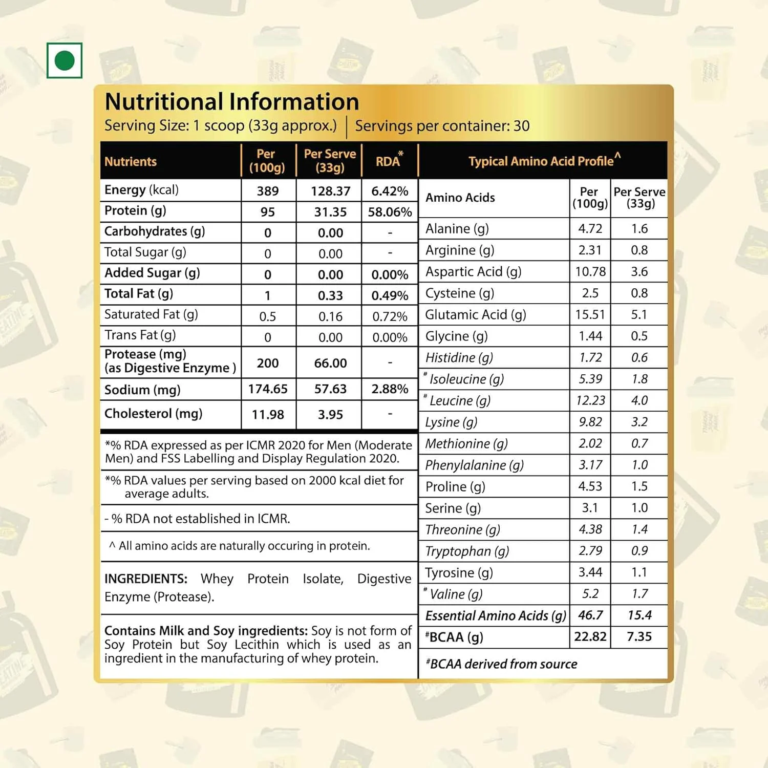 پودر پروتئین وی ایزوله بدون کربوهیدرات 95% Protrition | بدون طعم - 1 کیلوگرم (30 سروینگ) | 31.3 گرم پروتئین، 7.5 گرم BCAA در هر پیمانه | دارای آنزیم های گوارشی افزوده | رشد عضلات، قدرت و ریکاوری