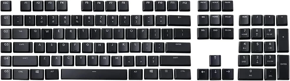 مجموعه کامل 109 عدد کلید HUYUN جایگزین برای کیبورد گیمینگ مکانیکی RGB لاجیتک G813/G815/G913/G915 TKL مشکی