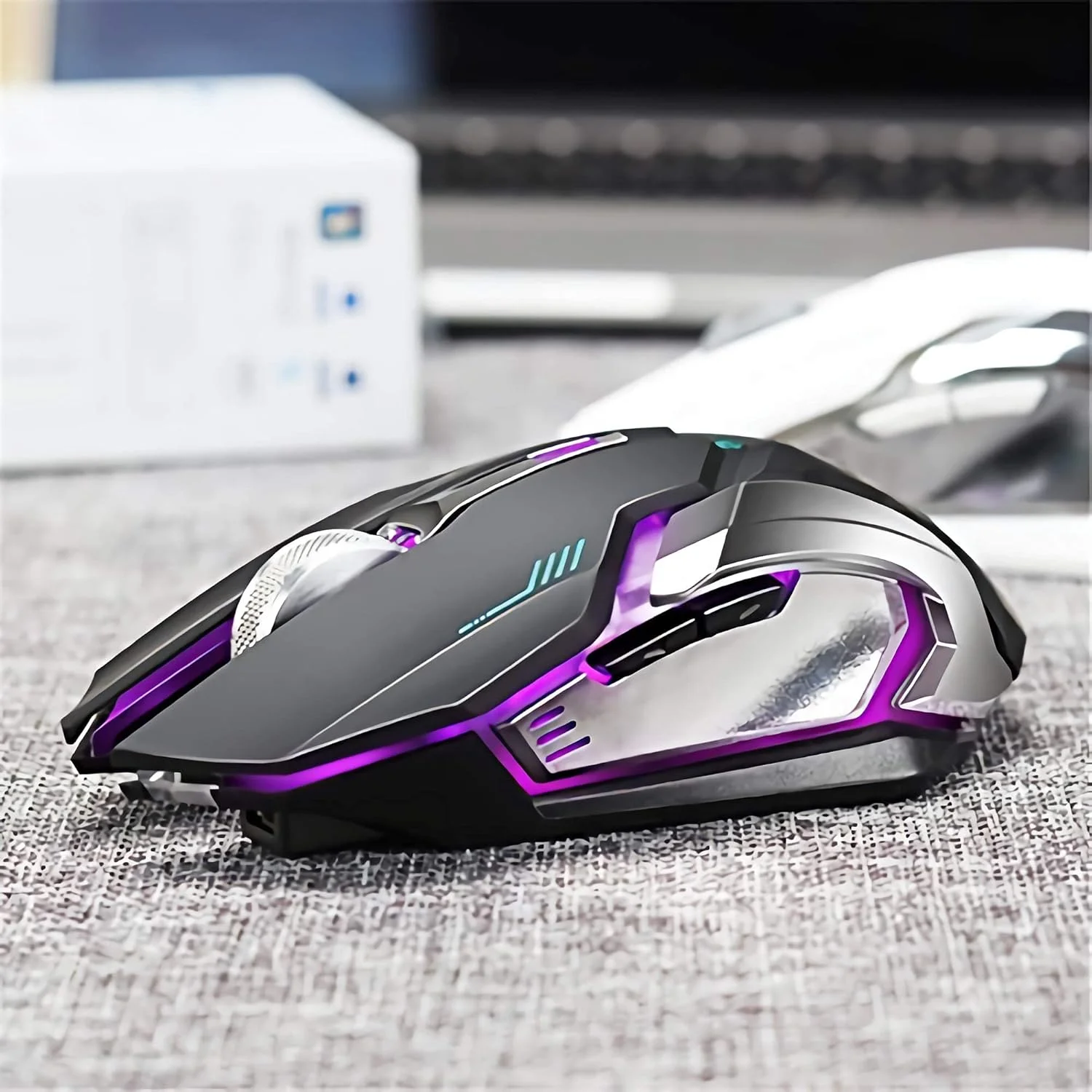 موس گیمینگ بی سیم VEGCOO، موس بی سیم بی صدا، موس های کامپیوتر قابل شارژ با چراغ های LED RGB رنگارنگ و DPI قابل تنظیم 3 سطحی، موس 6 دکمه با دکمه های جانبی برای لپ تاپ و دسکتاپ موس گیمینگ بی سیم VEGCOO، موس بی سیم بی صدا، موس های کامپیوتر قابل شارژ با چراغ های LED RGB رنگارنگ و DPI قابل تنظیم 3 سطحی، موس 6 دکمه با دکمه های جانبی برای لپ تاپ و دسکتاپ