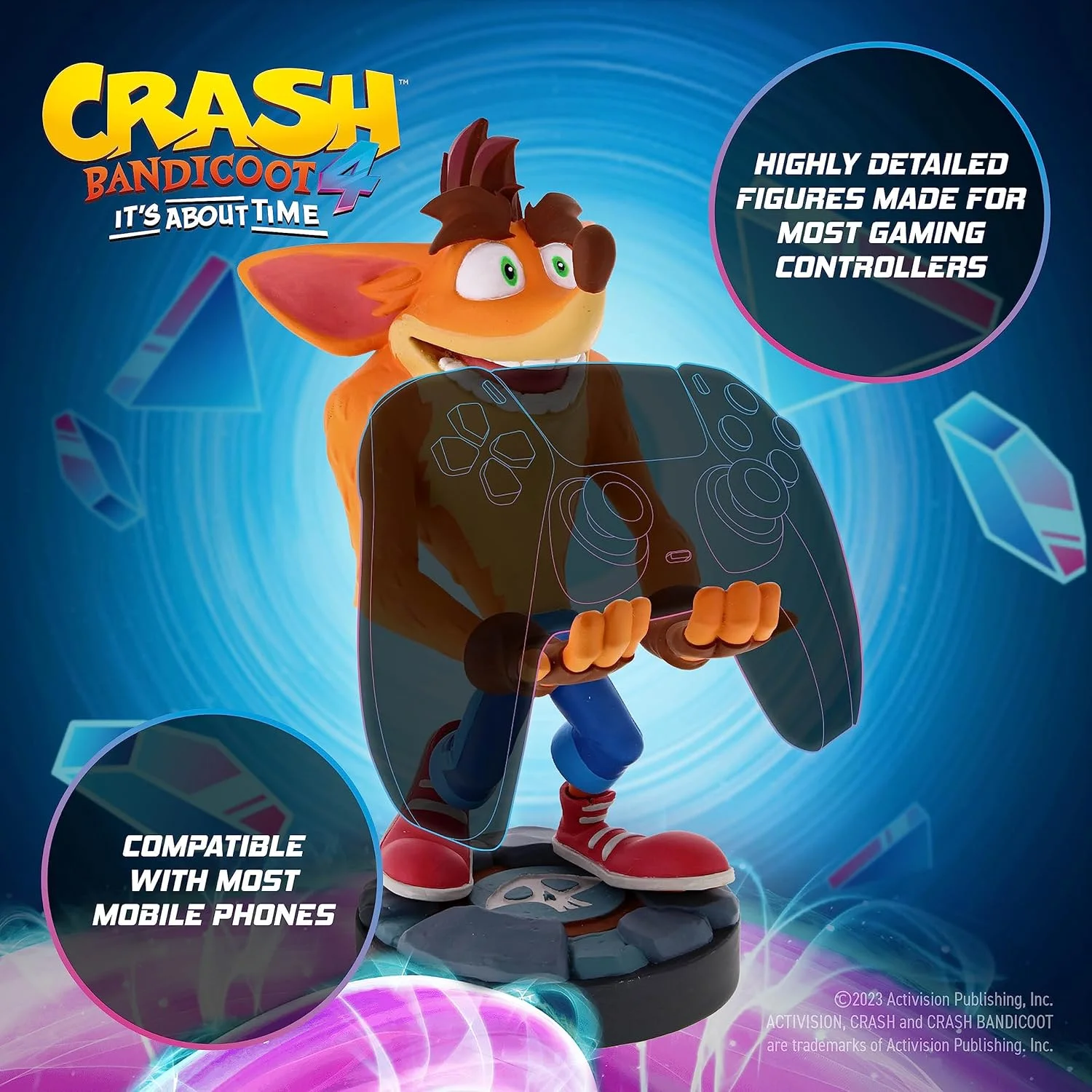 پایه نگهدارنده کنترلر و استند گوشی Cableguys Crash Bandicoot 4 - لوازم جانبی گیمینگ برای چیدمان اتاق و میز، سازگار با Xbox، PlayStation و اکثر کنترلرهای بازی استاندارد
