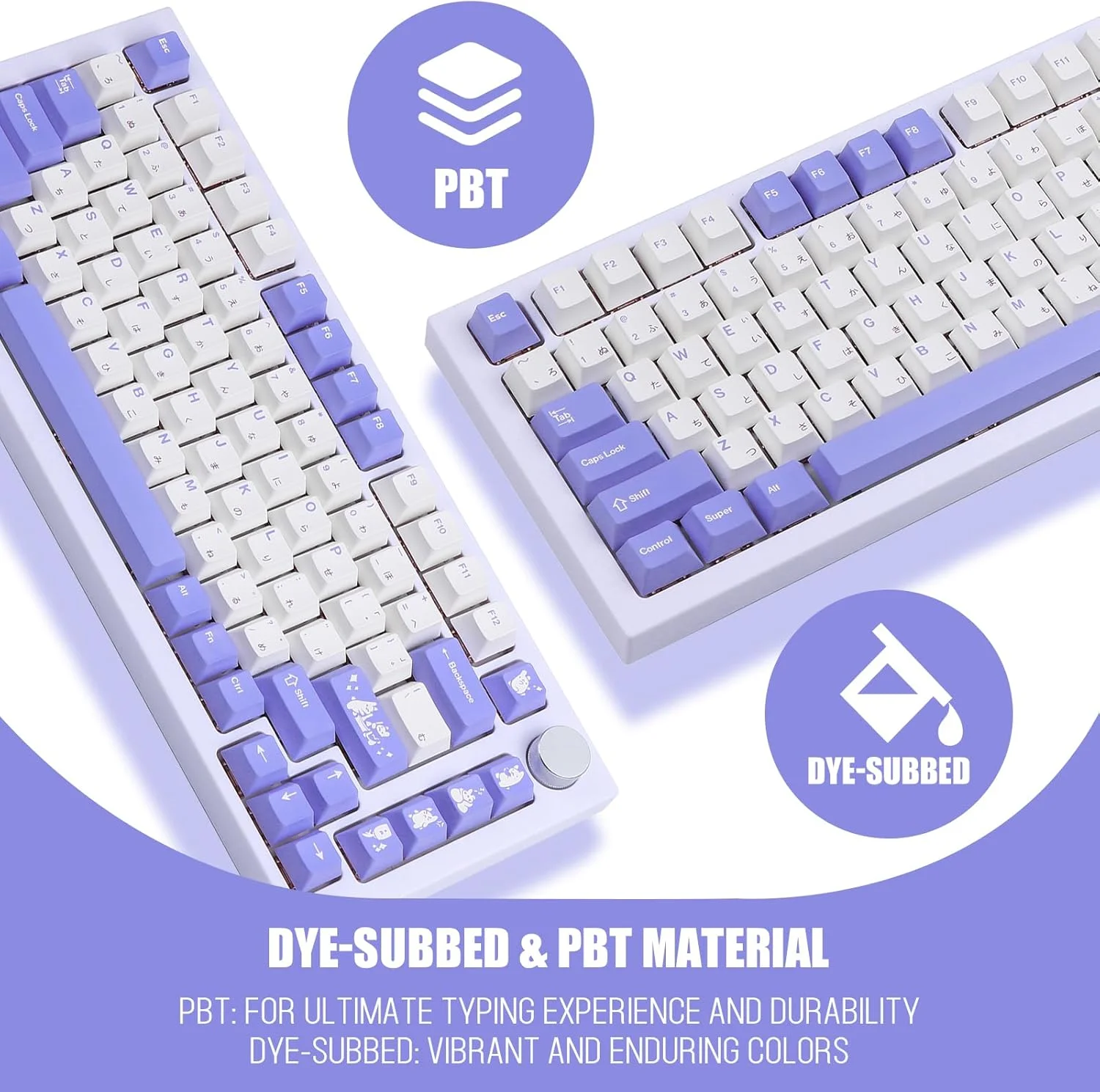 ست کلیدهای کیبورد 134 عددی EPOMAKER Bunny با پروفایل Cherry و جنس PBT Dye Sublimation، مناسب برای کیبوردهای گیمینگ مکانیکی، سازگار با ساختار Cherry Gateron Kailh Otemu MX