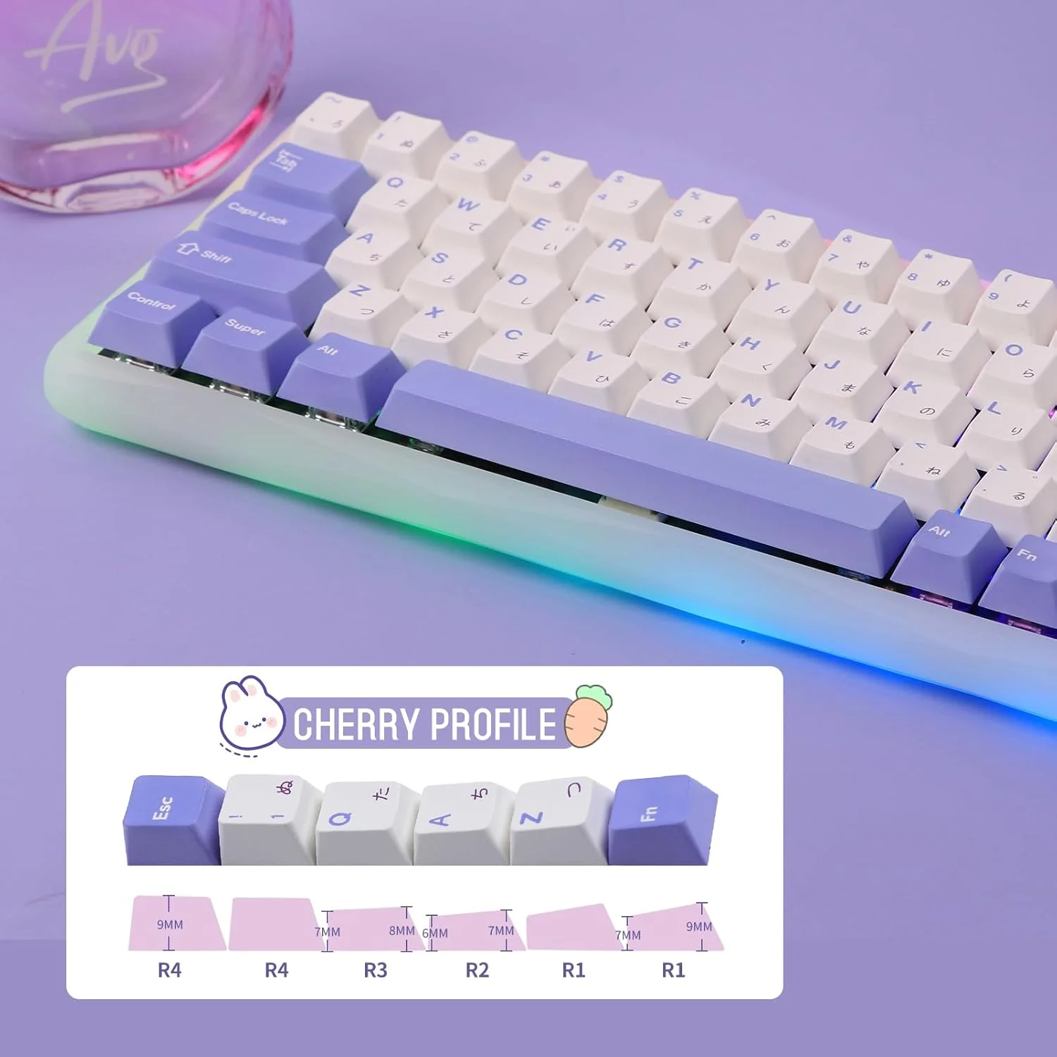 ست کلیدهای کیبورد 134 عددی EPOMAKER Bunny با پروفایل Cherry و جنس PBT Dye Sublimation، مناسب برای کیبوردهای گیمینگ مکانیکی، سازگار با ساختار Cherry Gateron Kailh Otemu MX