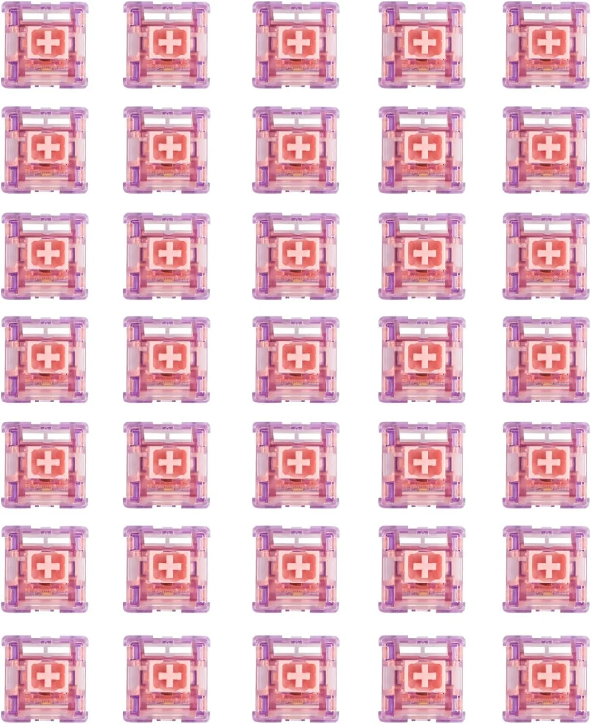 ست سوییچ کیبورد مکانیکی خطی EPOMAKER Flamingo شامل 35 عدد، نیروی اولیه 47gf، سوییچ روغن کاری شده کارخانه با ساقه POM، فنر دوتایی، بدنه PC برای کیبورد گیمینگ DIY