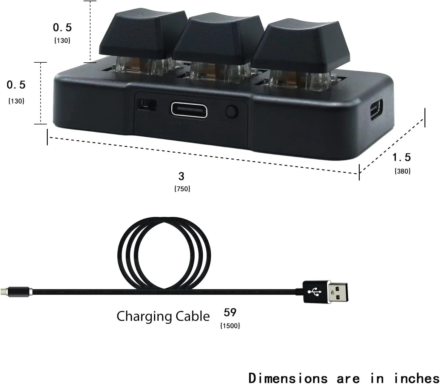 مینی کیبورد 3 کلیدی PCsensor با نور پس زمینه RGB، بی‌سیم 2.4G، صفحه کلید مکانیکی گیمینگ 2 در 1، کلیدهای میانبر قابل برنامه ریزی برای بازی، کار اداری OSU