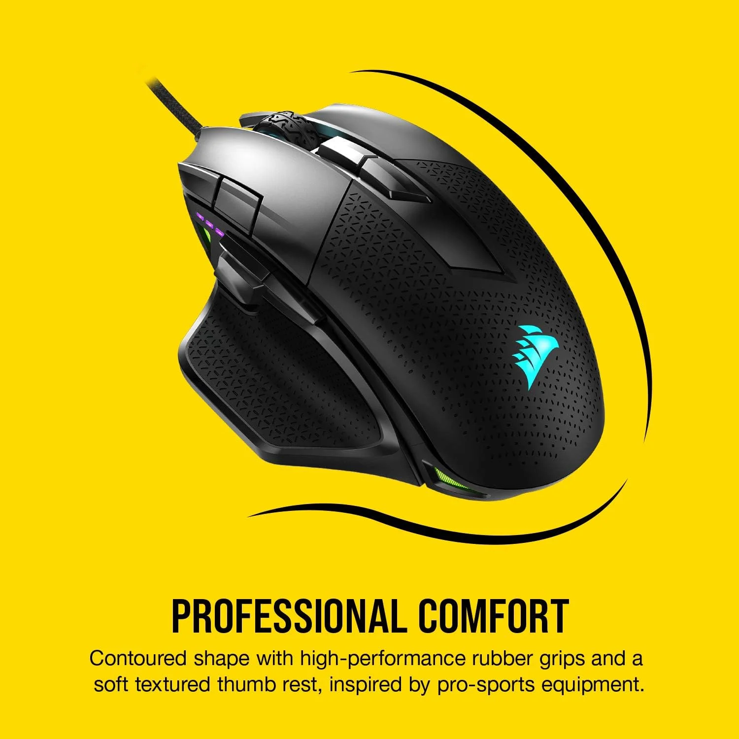 موس گیمینگ ارگونومیک و قابل تنظیم Corsair Nightsword RGB - عملکرد راحت FPS/MOBA با نور پس زمینه LED، 18000 DPI، مشکی موس گیمینگ ارگونومیک و قابل تنظیم Corsair Nightsword RGB - عملکرد راحت FPS/MOBA با نور پس زمینه LED، 18000 DPI، مشکی