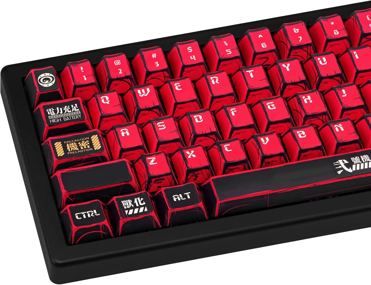 ست کلاهک‌های کلید PBT قرمز و مشکی GEKUCAP، 135 کلید، پروفایل Cherry، طرح مانگا ژاپنی، ست کلاهک کلید کیبورد گیمینگ Cherry MX برای کیبوردهای مکانیکی با طرح‌بندی ANSI