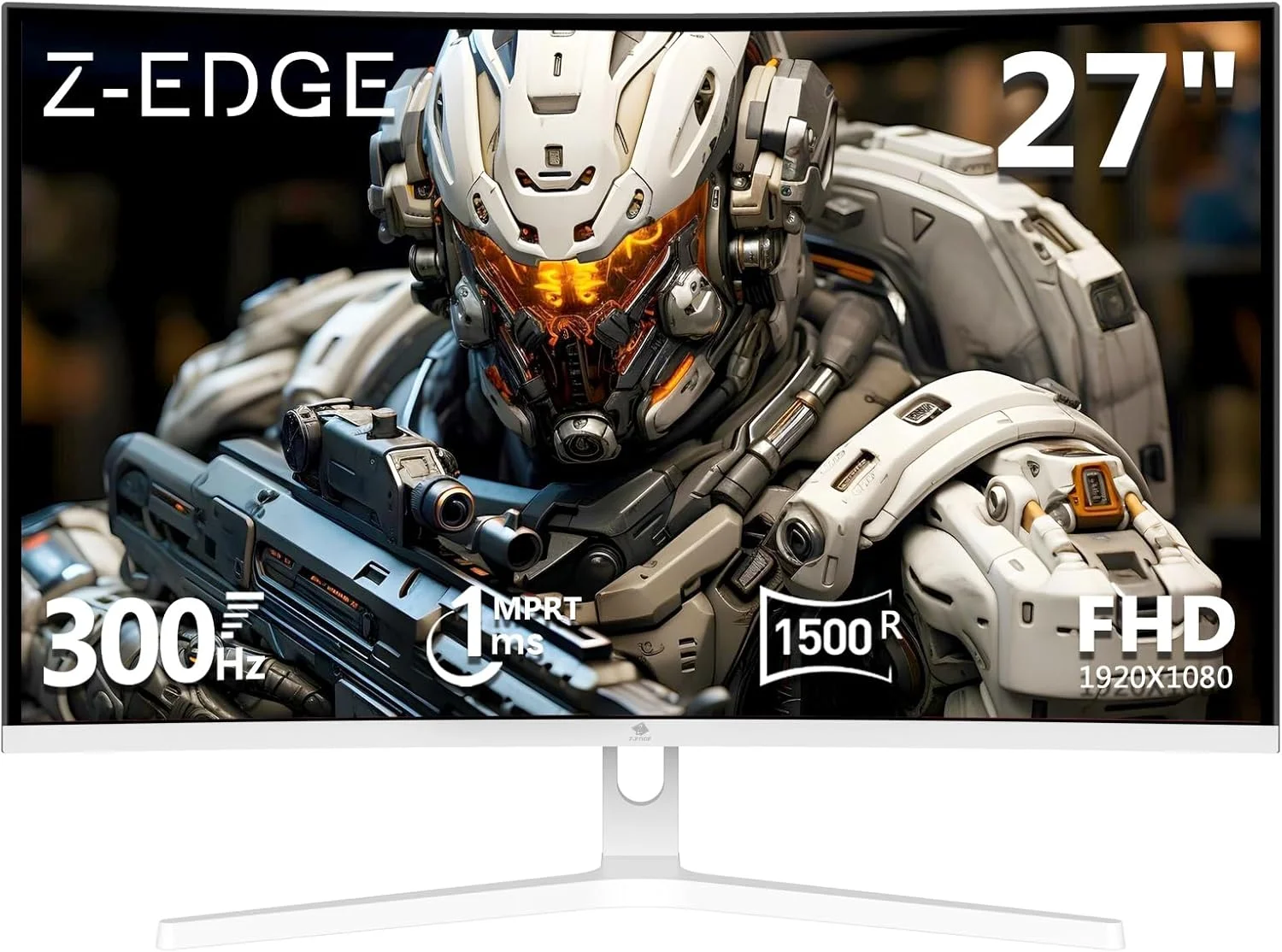 مانیتور گیمینگ خمیده 27 اینچی Z-EDGE - 16:9 Full HD 1920x1080، نرخ تازه سازی 300 هرتز، زمان پاسخگویی 1 میلی ثانیه، نمایشگر LED بدون حاشیه، AMD FreeSync Premium - پورت های DisplayPort و HDMI مدل UG27H سفید