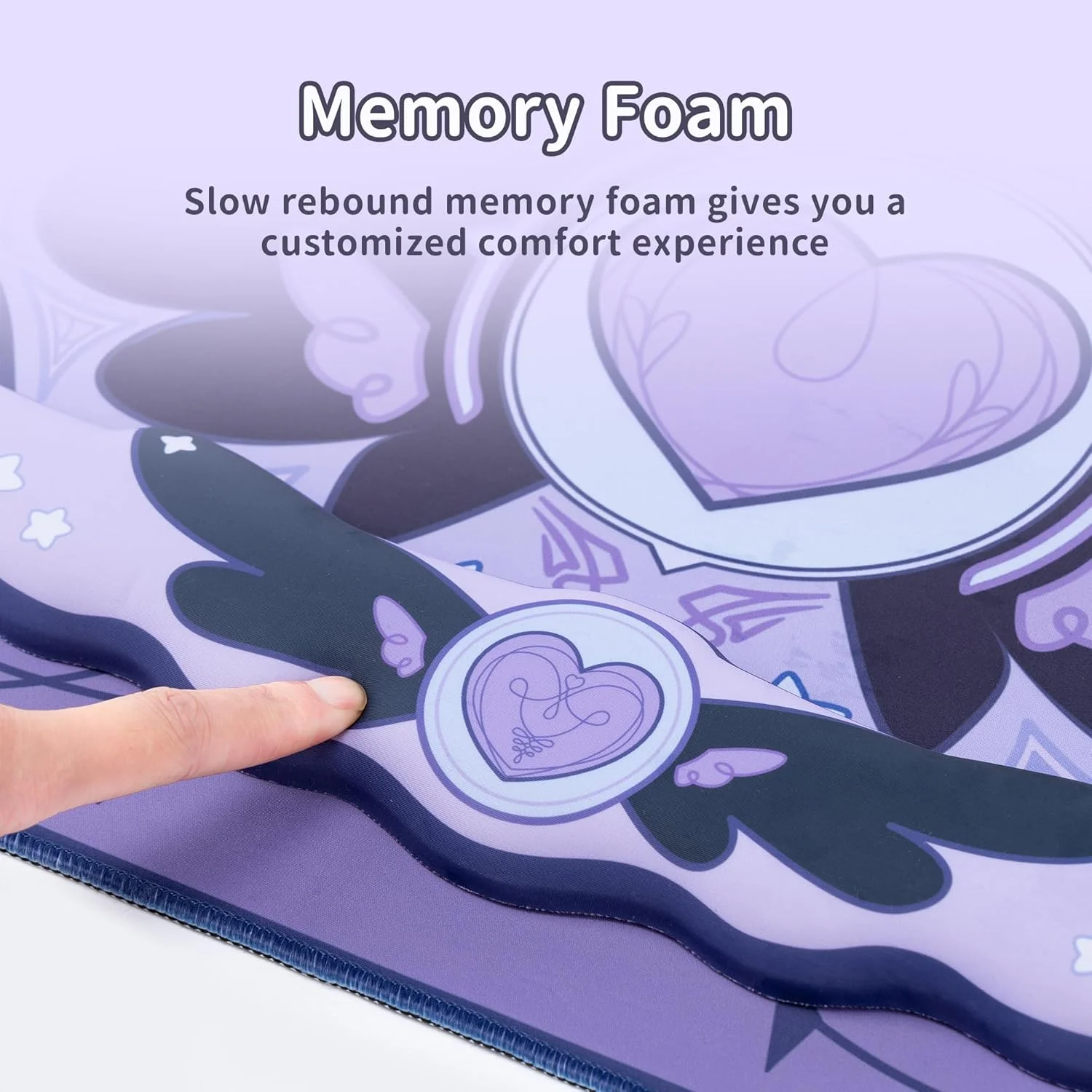 ست پد ماوس و استراحت مچ دست Kawaii GeekShare - پد رومیزی با پایه لاستیکی ضد لغزش و استراحت مچ دست فوم حافظه دار برای صفحه کلید و ماوس، مناسب برای بازی، یا کار در خانه - سری Star Wings (بنفش)
