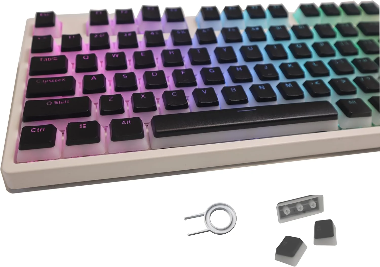 کیکپ های PBT، کیکپ های پودینگ Hiflying با نور عبوری دوگانه، مجموعه کیکپ پودینگ برای کیبوردهای گیمینگ مکانیکی 61/62/68/82/84/87/104/108/980K (مشکی)