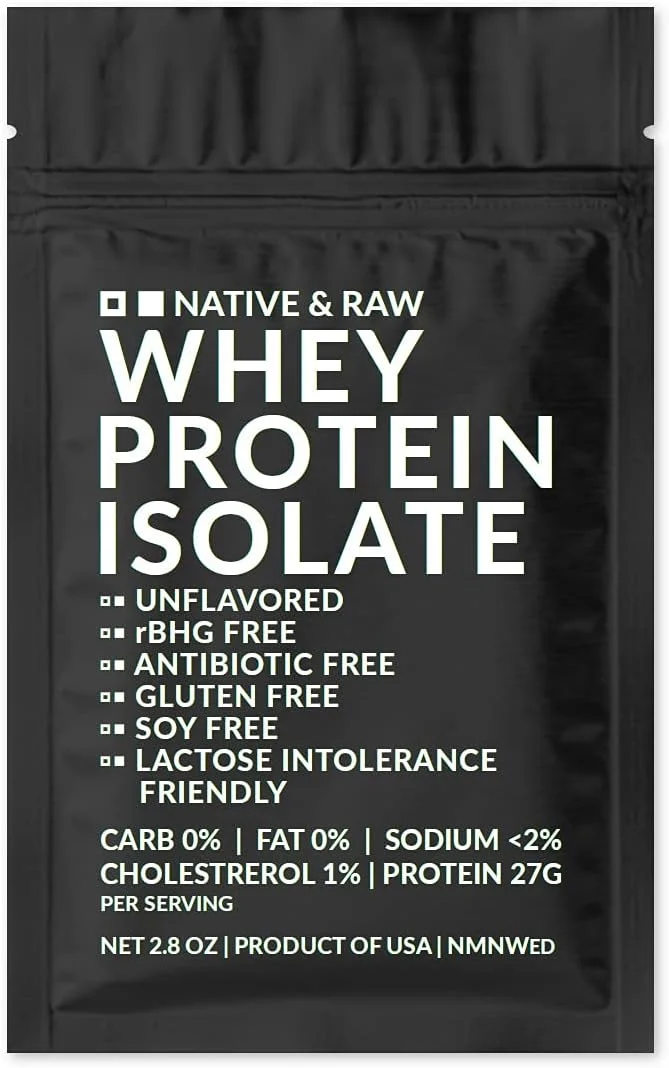 پروتئین وی ایزوله NMNWed Native & Raw، بدون طعم، 0% کربوهیدرات/چربی، کلسترول/سدیم پایین، بدون rBGH، بدون آنتی بیوتیک، بدون گلوتن، بدون سویا، مناسب برای کتو، پالئو و عدم تحمل لاکتوز (80 گرم)