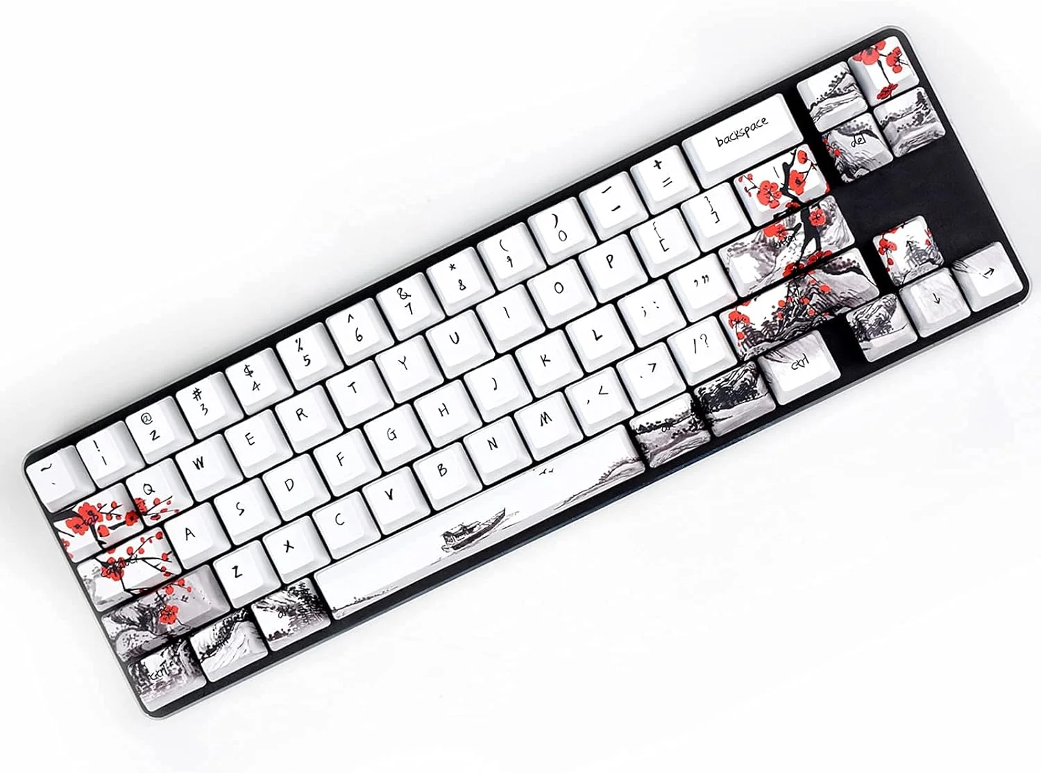 ست 71 عددی کلاهک کلید MOLGRIA برای کیبورد مکانیکی گیمینگ، کلاهک های سفارشی PBT با پروفایل OEM به سبک ژاپنی همراه با ابزار بیرون کشیدن کلاهک کلید برای کیبورد 60 درصدی 71/61 Cherry MX (شکوفه آلو)