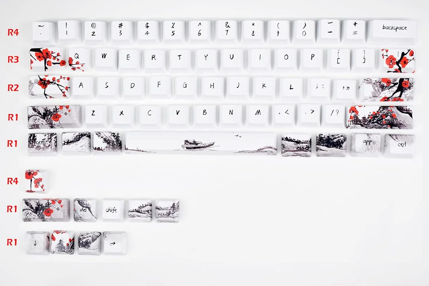 ست 71 عددی کلاهک کلید MOLGRIA برای کیبورد مکانیکی گیمینگ، کلاهک های سفارشی PBT با پروفایل OEM به سبک ژاپنی همراه با ابزار بیرون کشیدن کلاهک کلید برای کیبورد 60 درصدی 71/61 Cherry MX (شکوفه آلو)