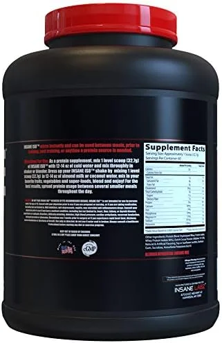 پودر پروتئین وی ایزوله Insane Labz Insane ISO حاوی 25 گرم وی ایزوله هیدرولیز شده، 60 سروینگ، شکلاتی