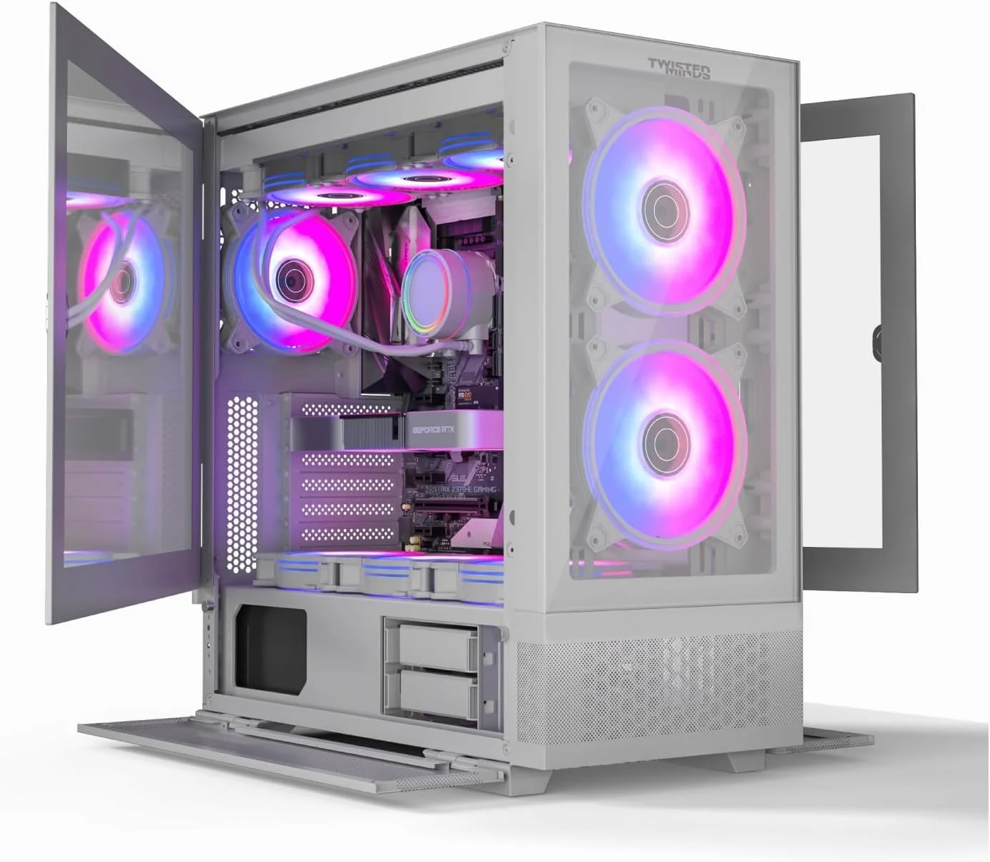 کیس کامپیوتر سفید مینیمالیستی Twisted Minds با پنل های شیشه ای حرارت دیده، فن های ARGB و اتصالات جامع - USB 3.0، Type C، فیلتر گرد و غبار - ایده آل برای بازی و ایستگاه های کاری با کارایی بالا کیس کامپیوتر سفید مینیمالیستی Twisted Minds با پنل های شیشه ای حرارت دیده، فن های ARGB و اتصالات جامع - USB 3.0، Type C، فیلتر گرد و غبار - ایده آل برای بازی و ایستگاه های کاری با کارایی بالا