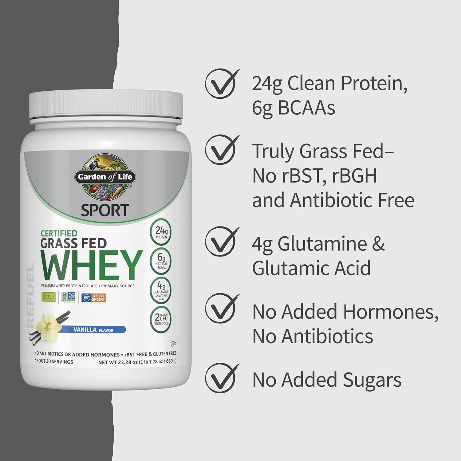 پودر پروتئین وی Garden of Life Sport با طعم وانیل، پروتئین وی ایزوله ممتاز تغذیه شده با علف به همراه پروبیوتیک برای سلامت سیستم ایمنی، 24 گرم پروتئین، غیر تراریخته، بدون گلوتن، فرآوری شده با سرما - 20 سروینگ پودر پروتئین وی Garden of Life Sport با طعم وانیل، پروتئین وی ایزوله ممتاز تغذیه شده با علف به همراه پروبیوتیک برای سلامت سیستم ایمنی، 24 گرم پروتئین، غیر تراریخته، بدون گلوتن، فرآوری شده با سرما - 20 سروینگ