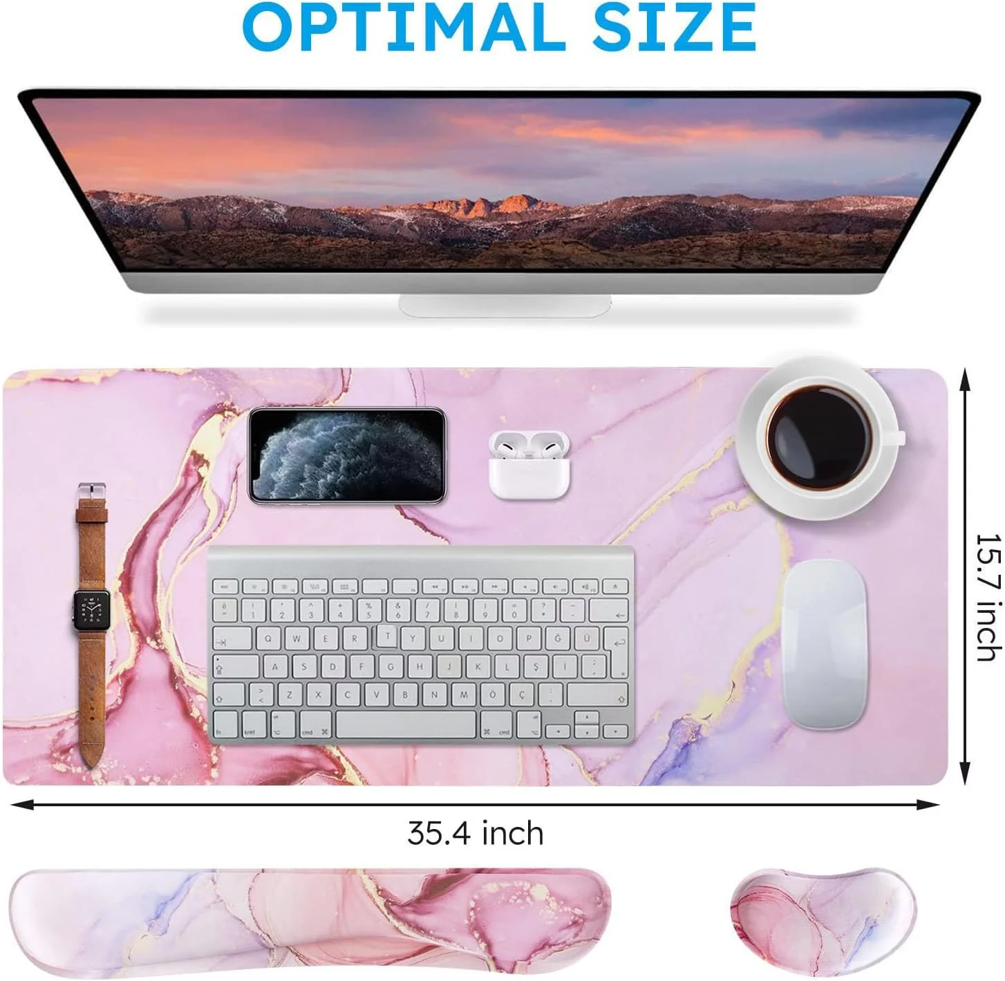 ست پد ماوس و کیبورد Lxeqiony، پد ماوس گیمینگ بزرگ + تکیه گاه مچ دست کیبورد، فوم حافظه دار، تسکین درد تایپ آسان، 3 تکه (35.4×15.7 اینچ) پد رومیزی ارگونومیک XXL فوق العاده ضخیم - سنگ مرمر اکلیلی ست پد ماوس و کیبورد Lxeqiony، پد ماوس گیمینگ بزرگ + تکیه گاه مچ دست کیبورد، فوم حافظه دار، تسکین درد تایپ آسان، 3 تکه (35.4×15.7 اینچ) پد رومیزی ارگونومیک XXL فوق العاده ضخیم - سنگ مرمر اکلیلی