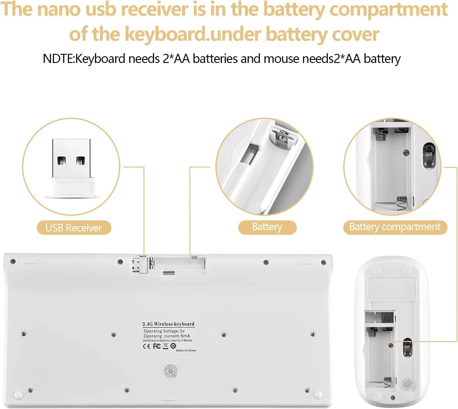 مجموعه کیبورد و ماوس بی سیم Guiheng، کیبورد بی سیم جمع و جور و بی صدا و ماوس با طراحی فوق العاده نازک 2.4G برای ویندوز، کامپیوتر، دسکتاپ، کامپیوتر شخصی، نوت بوک، لپ تاپ (GHKM03 طلایی 01) مجموعه کیبورد و ماوس بی سیم Guiheng، کیبورد بی سیم جمع و جور و بی صدا و ماوس با طراحی فوق العاده نازک 2.4G برای ویندوز، کامپیوتر، دسکتاپ، کامپیوتر شخصی، نوت بوک، لپ تاپ (GHKM03 طلایی 01)