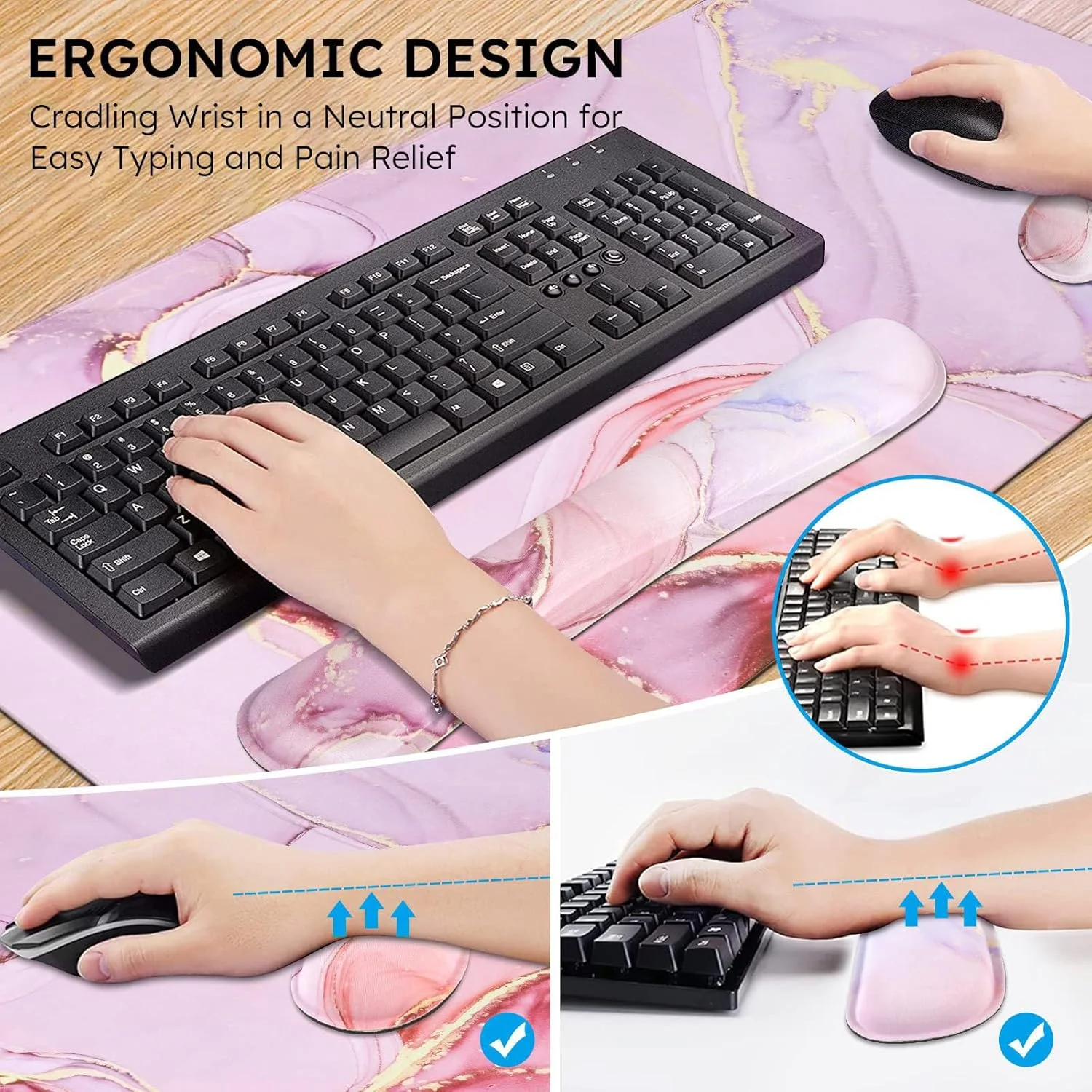 ست پد ماوس و کیبورد Lxeqiony، پد ماوس گیمینگ بزرگ + تکیه گاه مچ دست کیبورد، فوم حافظه دار، تسکین درد تایپ آسان، 3 تکه (35.4×15.7 اینچ) پد رومیزی ارگونومیک XXL فوق العاده ضخیم - سنگ مرمر اکلیلی ست پد ماوس و کیبورد Lxeqiony، پد ماوس گیمینگ بزرگ + تکیه گاه مچ دست کیبورد، فوم حافظه دار، تسکین درد تایپ آسان، 3 تکه (35.4×15.7 اینچ) پد رومیزی ارگونومیک XXL فوق العاده ضخیم - سنگ مرمر اکلیلی