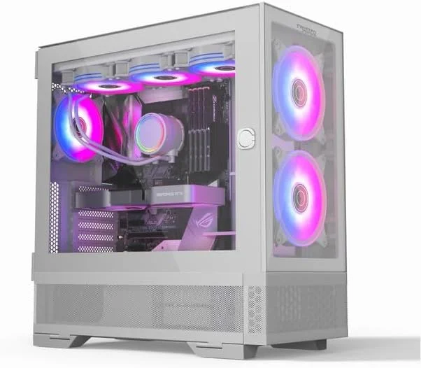 کیس کامپیوتر سفید مینیمالیستی Twisted Minds با پنل های شیشه ای حرارت دیده، فن های ARGB و اتصالات جامع - USB 3.0، Type C، فیلتر گرد و غبار - ایده آل برای بازی و ایستگاه های کاری با کارایی بالا کیس کامپیوتر سفید مینیمالیستی Twisted Minds با پنل های شیشه ای حرارت دیده، فن های ARGB و اتصالات جامع - USB 3.0، Type C، فیلتر گرد و غبار - ایده آل برای بازی و ایستگاه های کاری با کارایی بالا