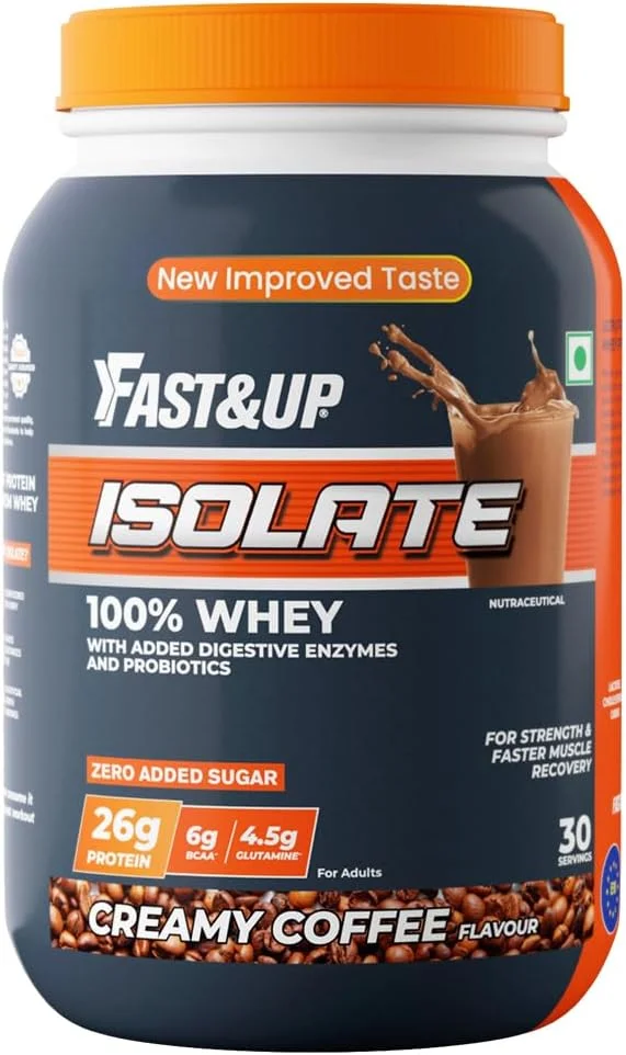 پروتئین وی ایزوله 100% خالص اروپایی Fast&Up، کربوهیدرات بسیار کم | 30 سروینگ | 26 گرم پروتئین در هر سروینگ | کم لاکتوز و بدون گلوتن | عملکرد سریع، بدون نفخ - طعم قهوه خامهای پروتئین وی ایزوله 100% خالص اروپایی Fast&Up، کربوهیدرات بسیار کم | 30 سروینگ | 26 گرم پروتئین در هر سروینگ | کم لاکتوز و بدون گلوتن | عملکرد سریع، بدون نفخ - طعم قهوه خامهای