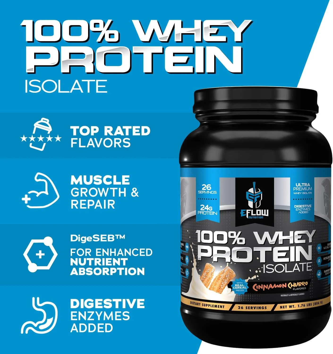 پروتئین وی ایزوله ۱۰۰٪ ای فلو نوتریشن - فاقد لاکتوز، حاوی آنزیم های گوارشی، کم کربوهیدرات، شیک بعد از تمرین، هضم سریع برای ریکاوری بهینه عضلات - چورو دارچینی (۲۶ سروینگ) پروتئین وی ایزوله ۱۰۰٪ ای فلو نوتریشن - فاقد لاکتوز، حاوی آنزیم های گوارشی، کم کربوهیدرات، شیک بعد از تمرین، هضم سریع برای ریکاوری بهینه عضلات - چورو دارچینی (۲۶ سروینگ)