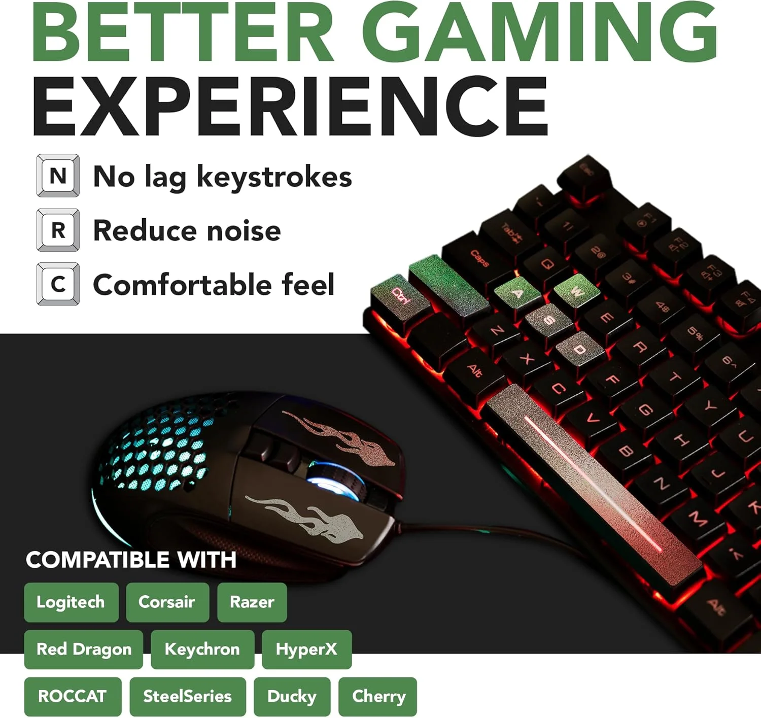 ست کیبورد گیمینگ Dragon Grips برای کلیدهای دارای نور پس زمینه، کیبورد مکانیکی و ماوس گیمینگ (شفاف) خود چسب | طراحی شده برای Razer Logitech Corsair و همه کیبوردهای گیمینگ | ست 35 عددی ست کیبورد گیمینگ Dragon Grips برای کلیدهای دارای نور پس زمینه، کیبورد مکانیکی و ماوس گیمینگ (شفاف) خود چسب | طراحی شده برای Razer Logitech Corsair و همه کیبوردهای گیمینگ | ست 35 عددی