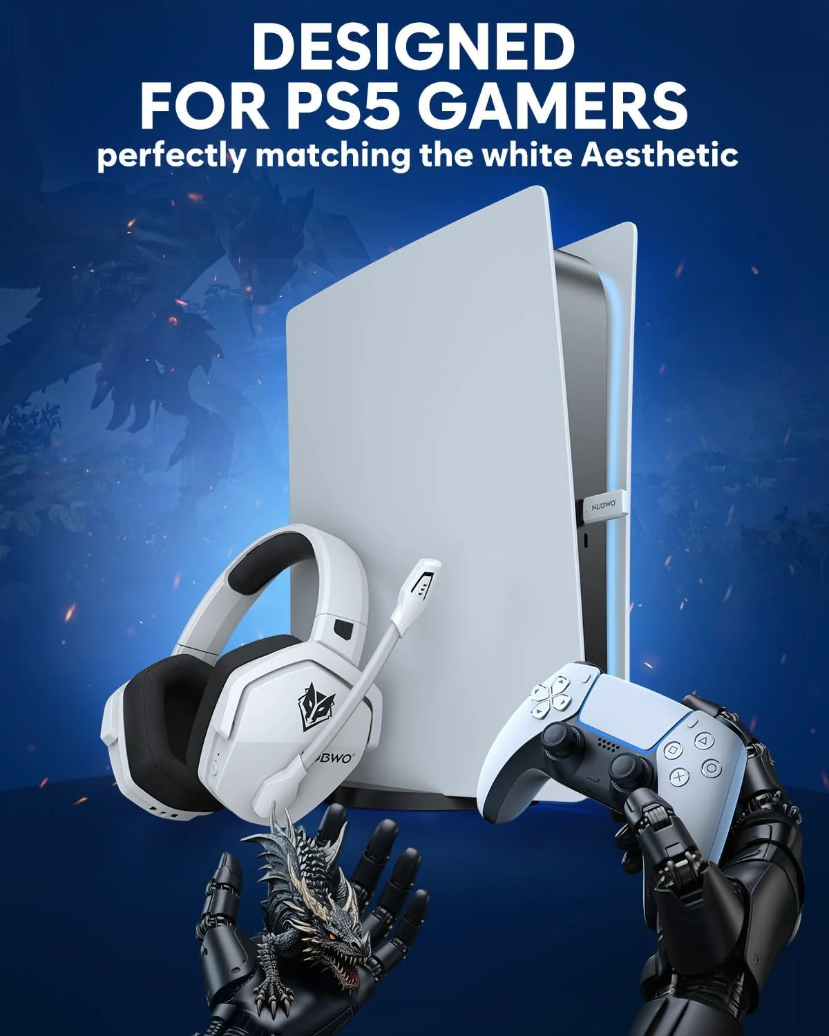 هدست گیمینگ بی سیم دوگانه NUBWO G06 با میکروفون برای PS5، PS4، PC، موبایل، سوییچ: بی سیم 2.4 گیگاهرتز + بلوتوث - باتری 100 ساعته - درایورهای 50 میلی متری - سفید هدست گیمینگ بی سیم دوگانه NUBWO G06 با میکروفون برای PS5، PS4، PC، موبایل، سوییچ: بی سیم 2.4 گیگاهرتز + بلوتوث - باتری 100 ساعته - درایورهای 50 میلی متری - سفید