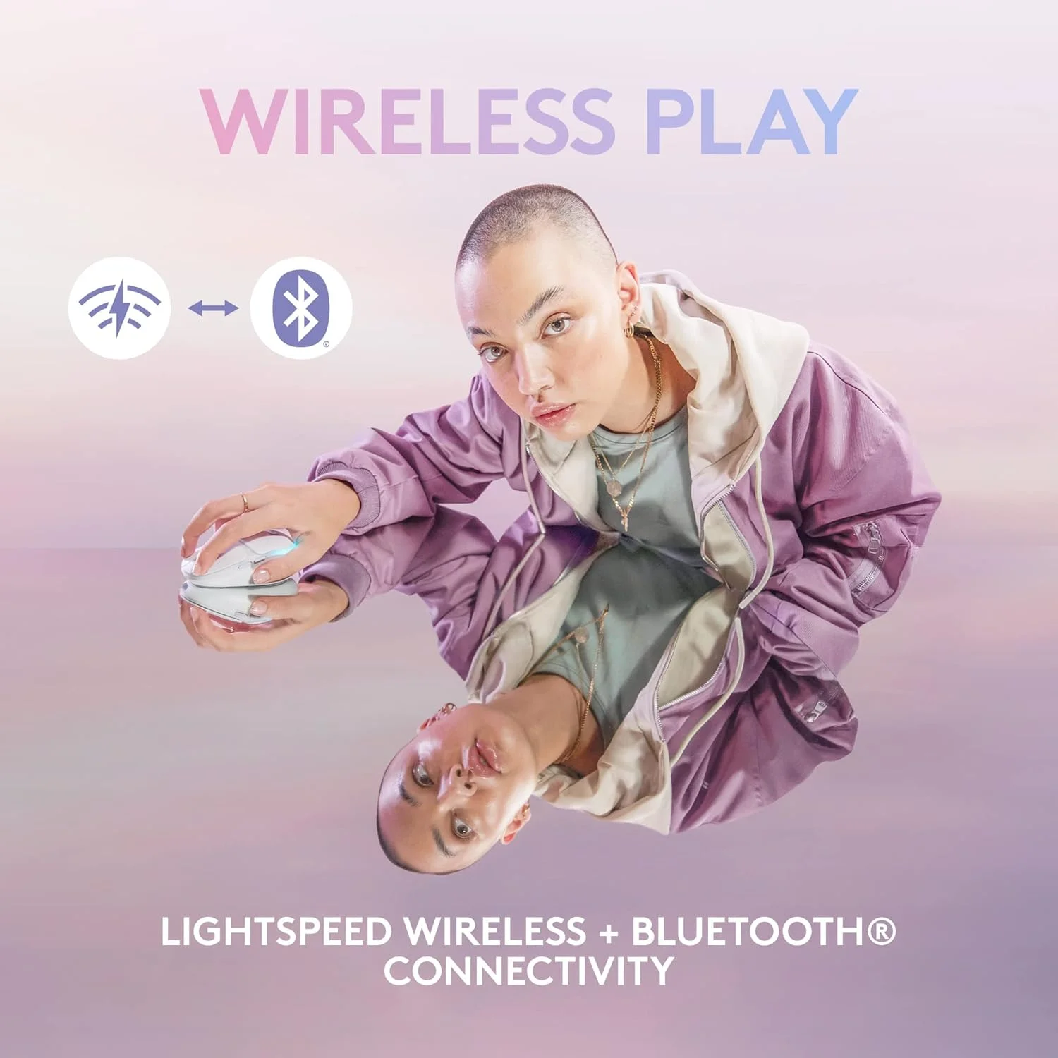 ماوس گیمینگ بی‌سیم Logitech G G705، نورپردازی RGB LIGHTSYNC قابل تنظیم، بی‌سیم LIGHTSPEED، اتصال بلوتوث، سبک وزن، PC/Mac/Laptop - مه سفید