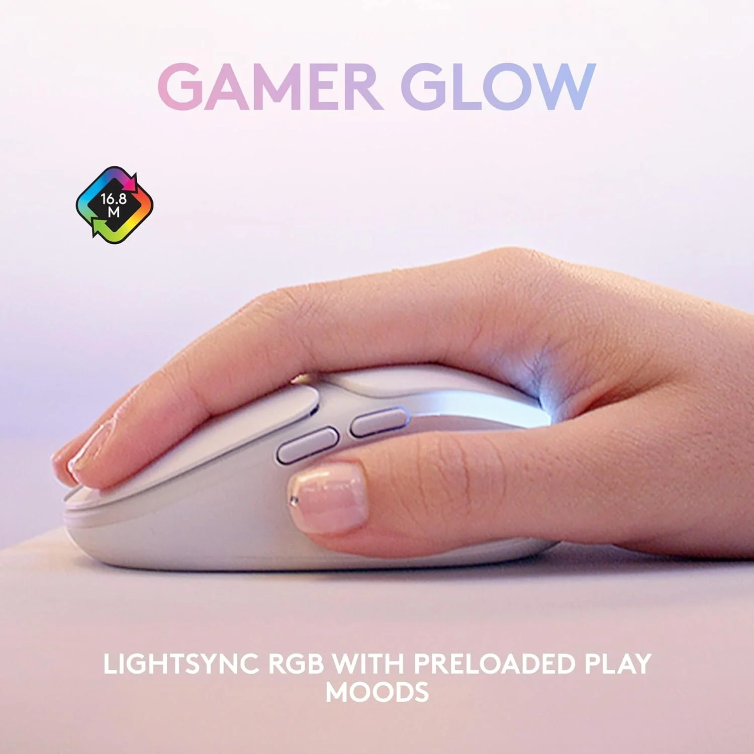 ماوس گیمینگ بی‌سیم Logitech G G705، نورپردازی RGB LIGHTSYNC قابل تنظیم، بی‌سیم LIGHTSPEED، اتصال بلوتوث، سبک وزن، PC/Mac/Laptop - مه سفید