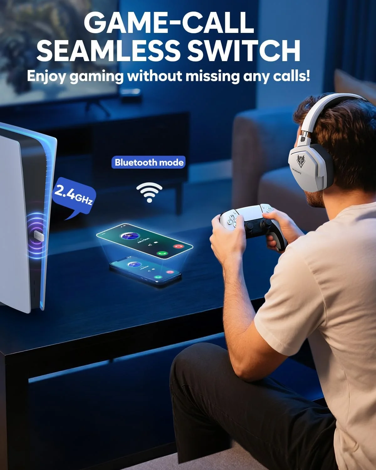 هدست گیمینگ بی سیم دوگانه NUBWO G06 با میکروفون برای PS5، PS4، PC، موبایل، سوییچ: بی سیم 2.4 گیگاهرتز + بلوتوث - باتری 100 ساعته - درایورهای 50 میلی متری - سفید هدست گیمینگ بی سیم دوگانه NUBWO G06 با میکروفون برای PS5، PS4، PC، موبایل، سوییچ: بی سیم 2.4 گیگاهرتز + بلوتوث - باتری 100 ساعته - درایورهای 50 میلی متری - سفید
