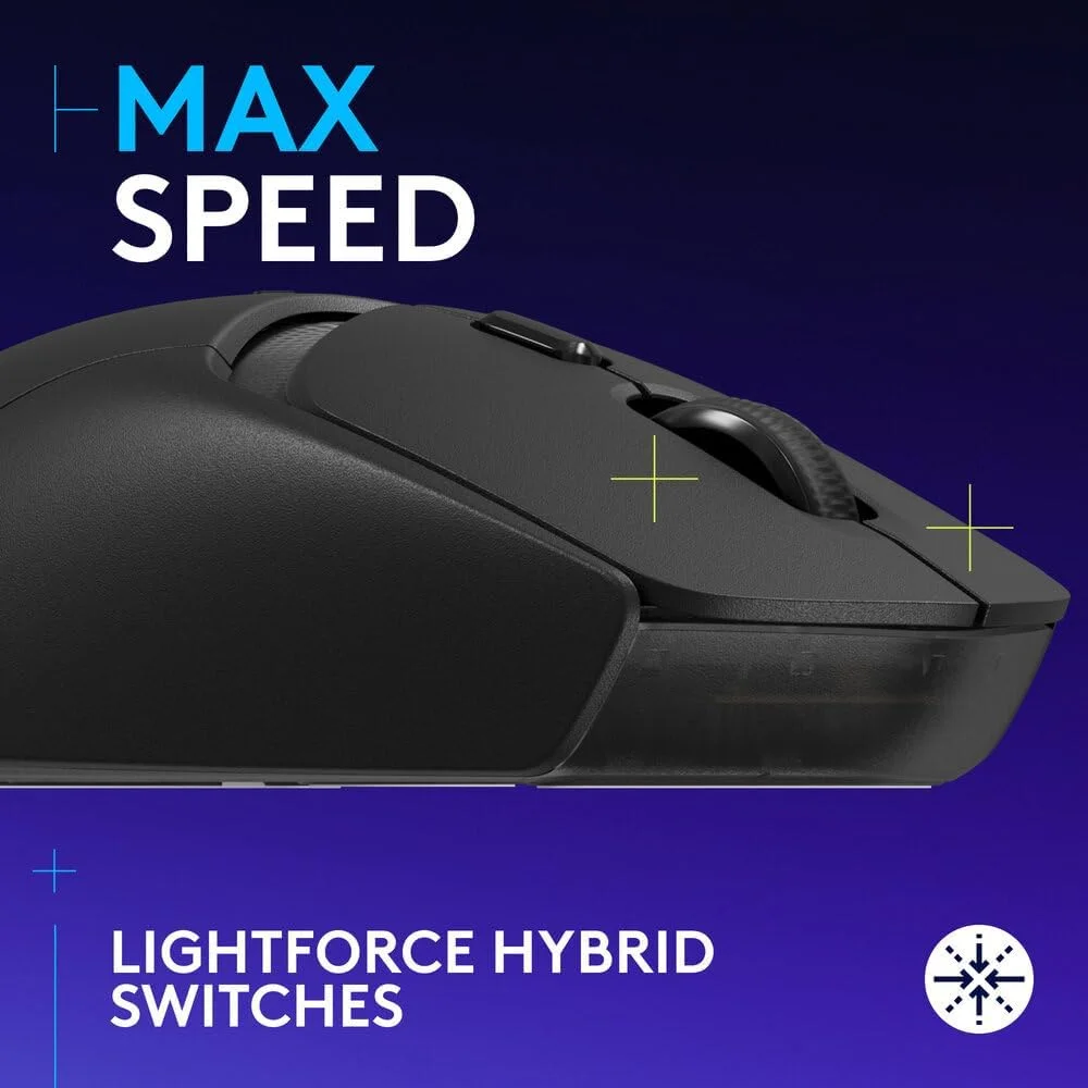 ماوس گیمینگ بی‌سیم Logitech G309 LIGHTSPEED، سبک وزن، سوئیچ‌های هیبریدی LIGHTFORCE، حسگر HERO 25K، عمر باتری 300+ ساعته با باتری AA، 6 دکمه قابل برنامه‌ریزی، PC و Mac - مشکی