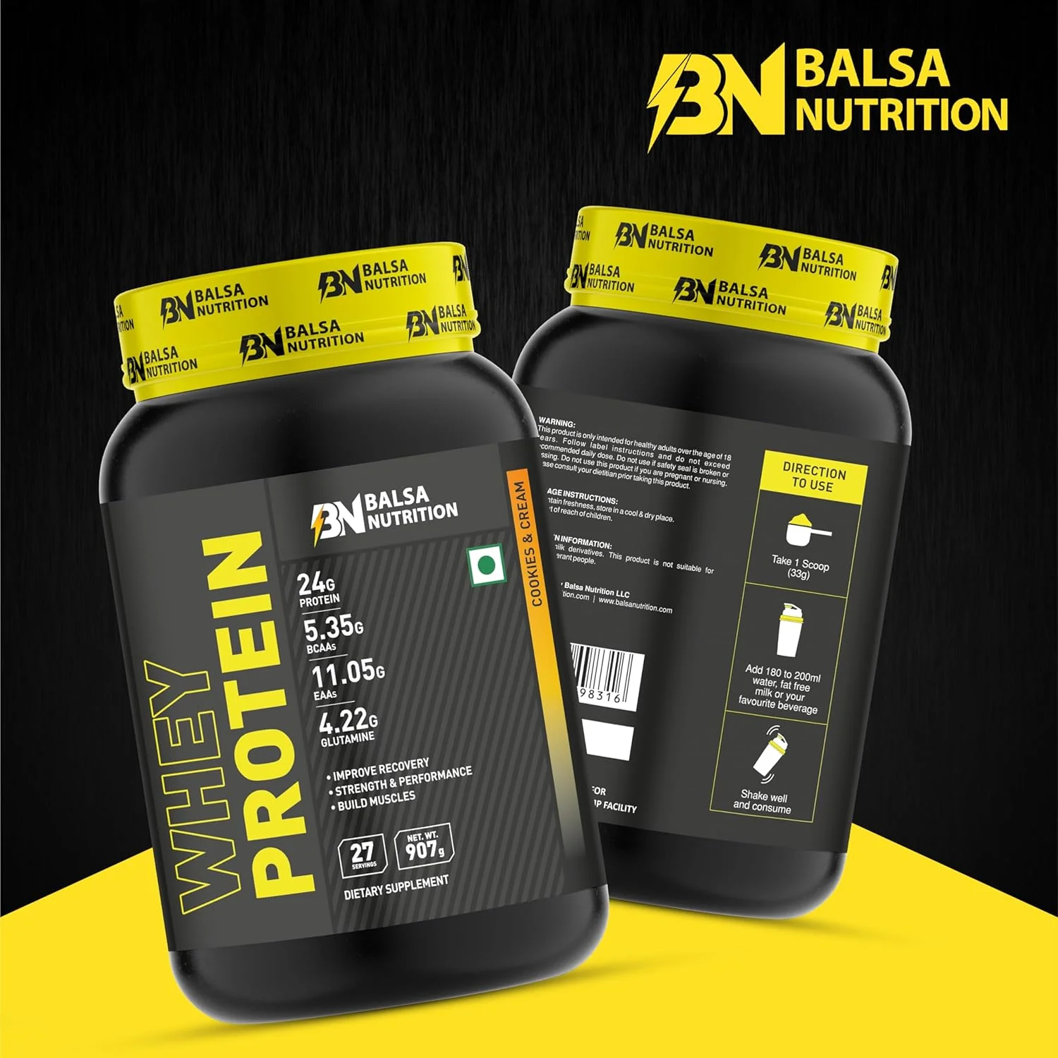 پودر پروتئین وی بالسا نوتریشن - 907 گرم، 33 گرم در هر وعده (کوکی و کرم) | برای رشد عضلات، ریکاوری تمرین و عملکرد، مدیریت وزن، آنتی اکسیدان قوی | غیر GMO، بدون گلوتن