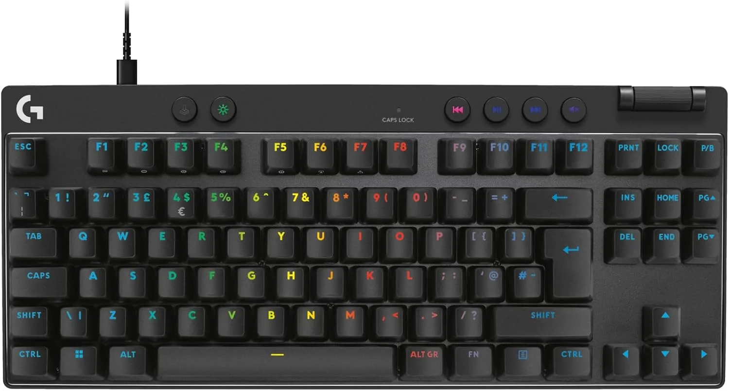 کیبورد گیمینگ سیم دار Logitech G PRO X TKL RAPID Tenkeyless با سوییچ های آنالوگ مغناطیسی، حالت Rapid Trigger، عملکرد قابل تنظیم و نورپردازی RGB قابل تنظیم - مشکی