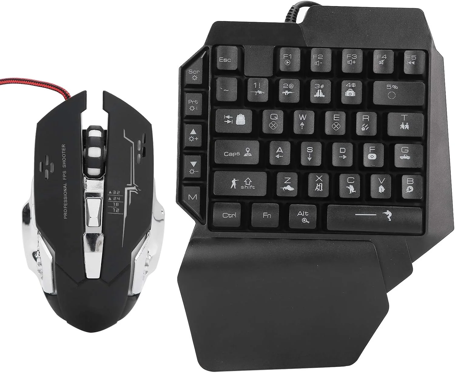 ست موس و کیبورد Gugxiom، کیبورد یک دستی RGB مخصوص بازی، ست مبدل کیبورد و موس برای بازی های E-Sport آداپتور OTG، برای PS3///Xbox360//