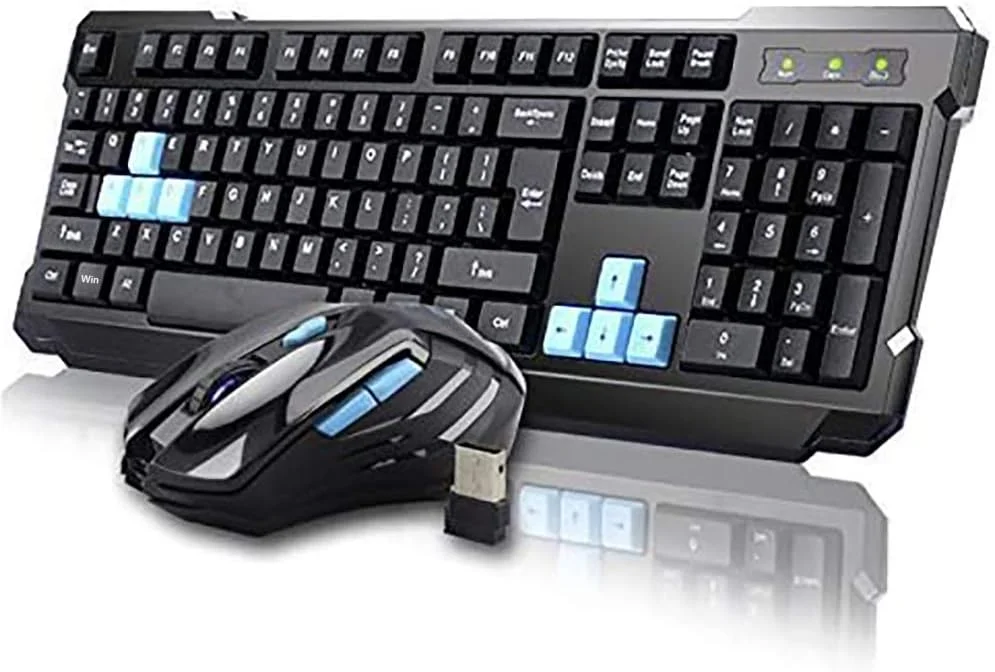 کیبورد گیمینگ بی‌سیم ضدآب UniFire V60 2.4G با کنترل DPI ماوس مناسب برای کامپیوتر رومیزی، لپ‌تاپ، مجموعه‌های کیبورد و ماوس بی‌سیم (مشکی)