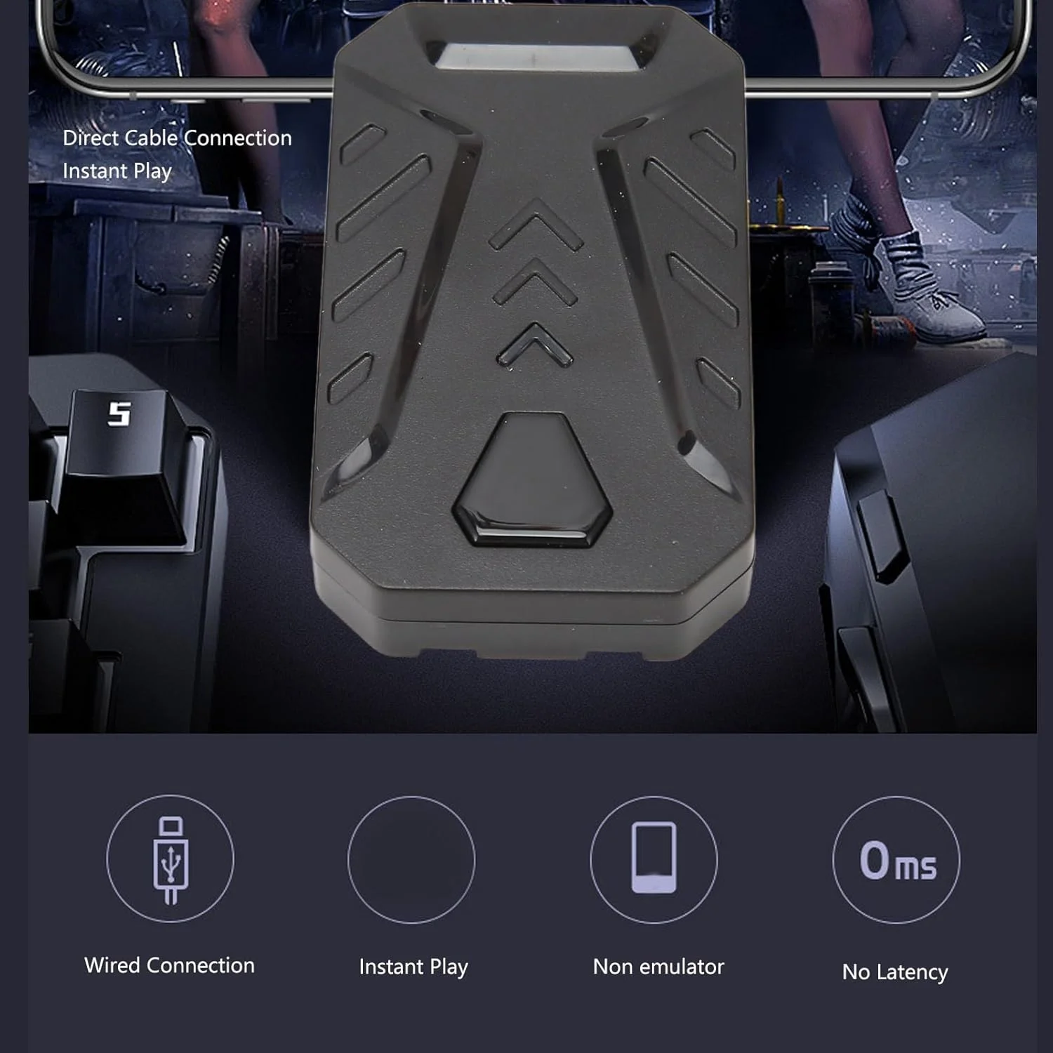 ست کیبورد و ماوس گیمینگ یک دستی Sorandy با آداپتور، کیبورد مکانیکی نیمه RGB سیم دار 35 کلید سازگار با اندروید، برای PUBG Mobile، League Of Legends