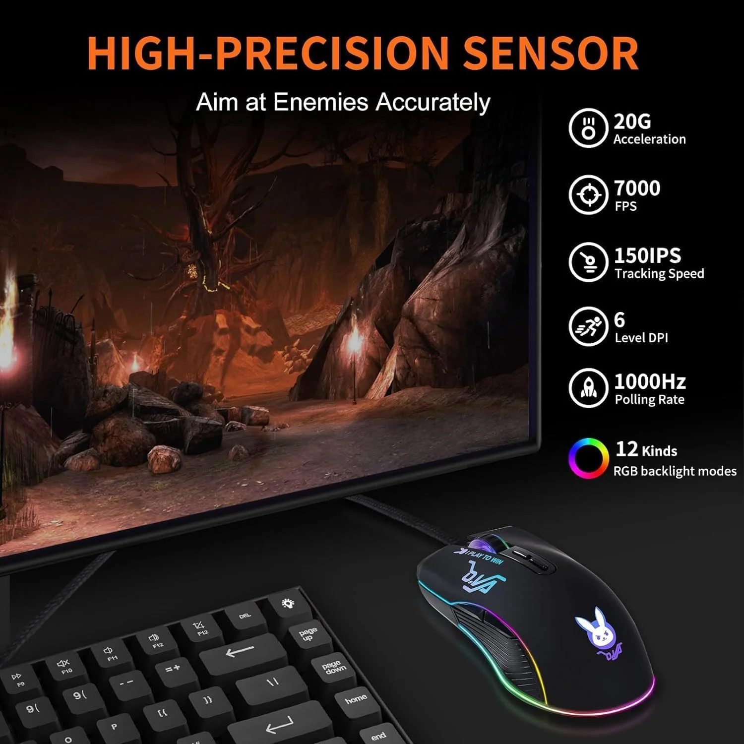 کیبورد و ماوس کامپیوتر نورانی XTECH، کیبورد گیمینگ سیمی USB، پد ماوس گیمینگ بزرگ، نور پس زمینه قابل تنظیم