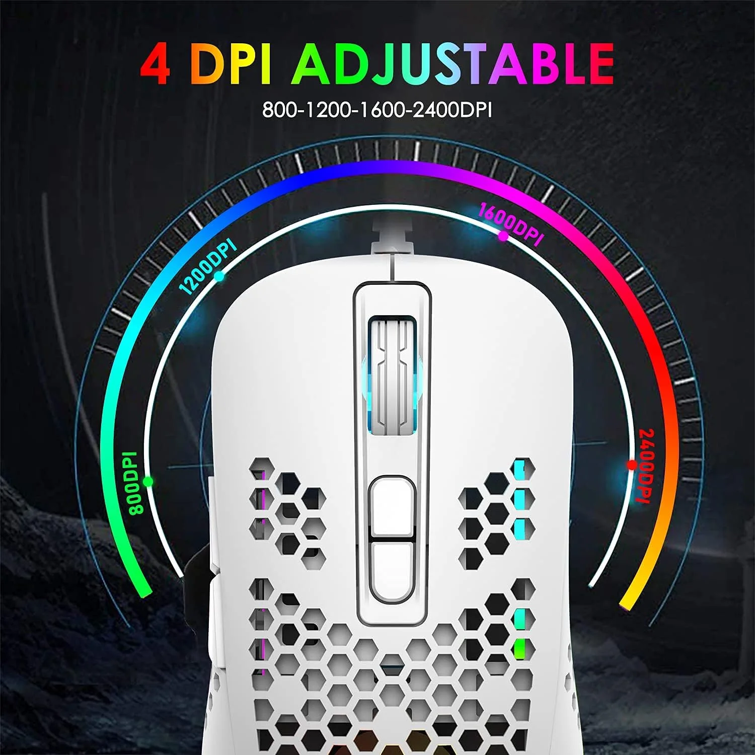ست کیبورد گیمینگ سیم دار KUIYN V700 60% و ماوس، مینی 61 کلید با نور پس زمینه 11 RGB ضد شبح + ماوس گیمینگ مدل O سیم دار سبک وزن 383 با DPI 2400 لانه زنبوری + پد ماوس برای گیمر PC/PS/Xbox