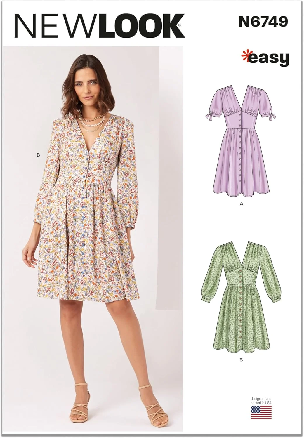 الگوی لباس زنانه نیو لوک UN6749A با مدل های مختلف آستین سایز A (6-8-10-12-14-16)