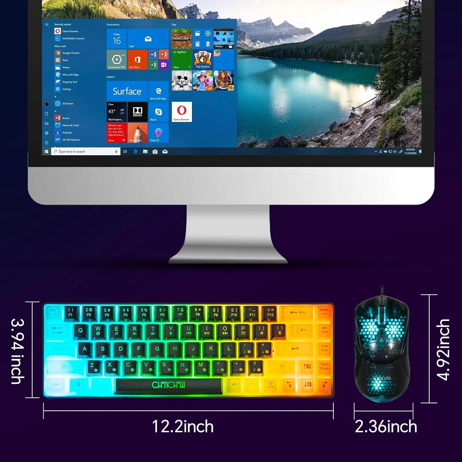 ست کیبورد و ماوس گیمینگ 60% CHONCHOW، کیبورد گیمینگ 68 کلید سیم دار با نور پس زمینه LED RGB و ماوس با نور پس زمینه RGB، کیبورد کوچک نورانی برای PC Xbox PS4 (سیاه-سفید) ست کیبورد و ماوس گیمینگ 60% CHONCHOW، کیبورد گیمینگ 68 کلید سیم دار با نور پس زمینه LED RGB و ماوس با نور پس زمینه RGB، کیبورد کوچک نورانی برای PC Xbox PS4 (سیاه-سفید)