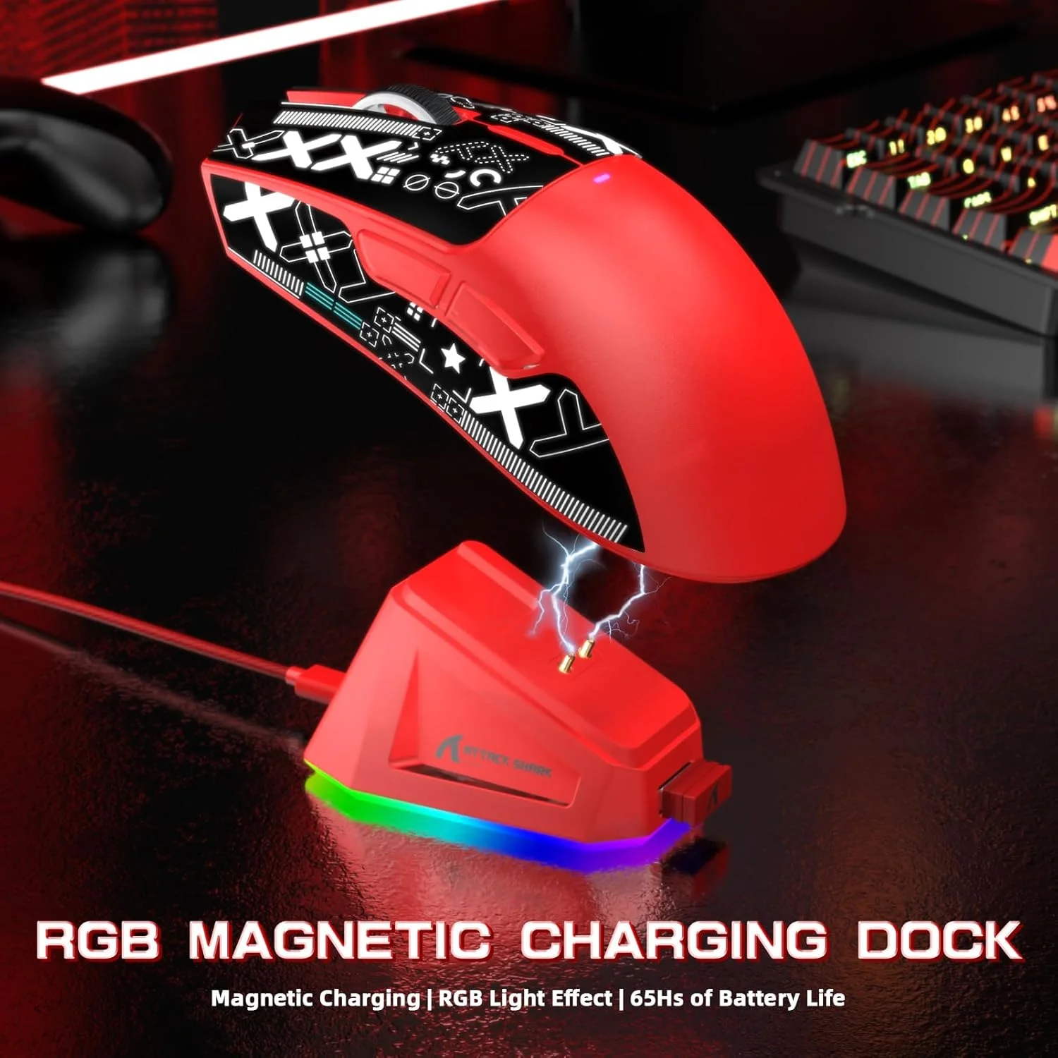MAMBASNAKE x Attack Shark X60HE کیبورد گیمینگ بیسیم با قابلیت Rapid Trigger و ماوس گیمینگ X11 با کابل مارپیچ 8K، کیبورد RGB QWERTY با سوئیچ مغناطیسی RT 0.01 میلیمتری، حسگر ماوس PAW3311 22K DPI - قرمز MAMBASNAKE x Attack Shark X60HE کیبورد گیمینگ بیسیم با قابلیت Rapid Trigger و ماوس گیمینگ X11 با کابل مارپیچ 8K، کیبورد RGB QWERTY با سوئیچ مغناطیسی RT 0.01 میلیمتری، حسگر ماوس PAW3311 22K DPI - قرمز