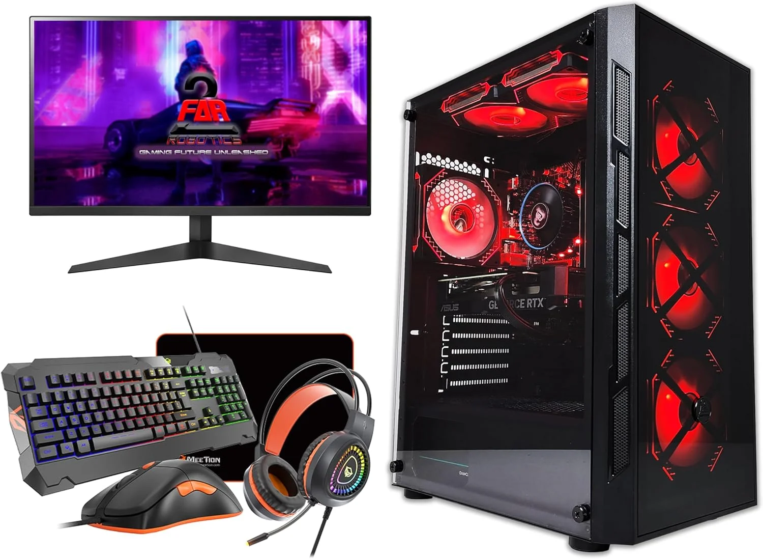 ست کامل کامپیوتر گیمینگ 2 FAR ROBOTICS i5-12400F، RTX 5060Ti با WIFI و RGB - مانیتور گیمینگ 24 اینچ 165 هرتز، کیبورد، ماوس، هدفون، ماوس پد، 16 گیگابایت DDR4، 1 ترابایت SSD، ویندوز 11 پرو، 1 سال گارانتی