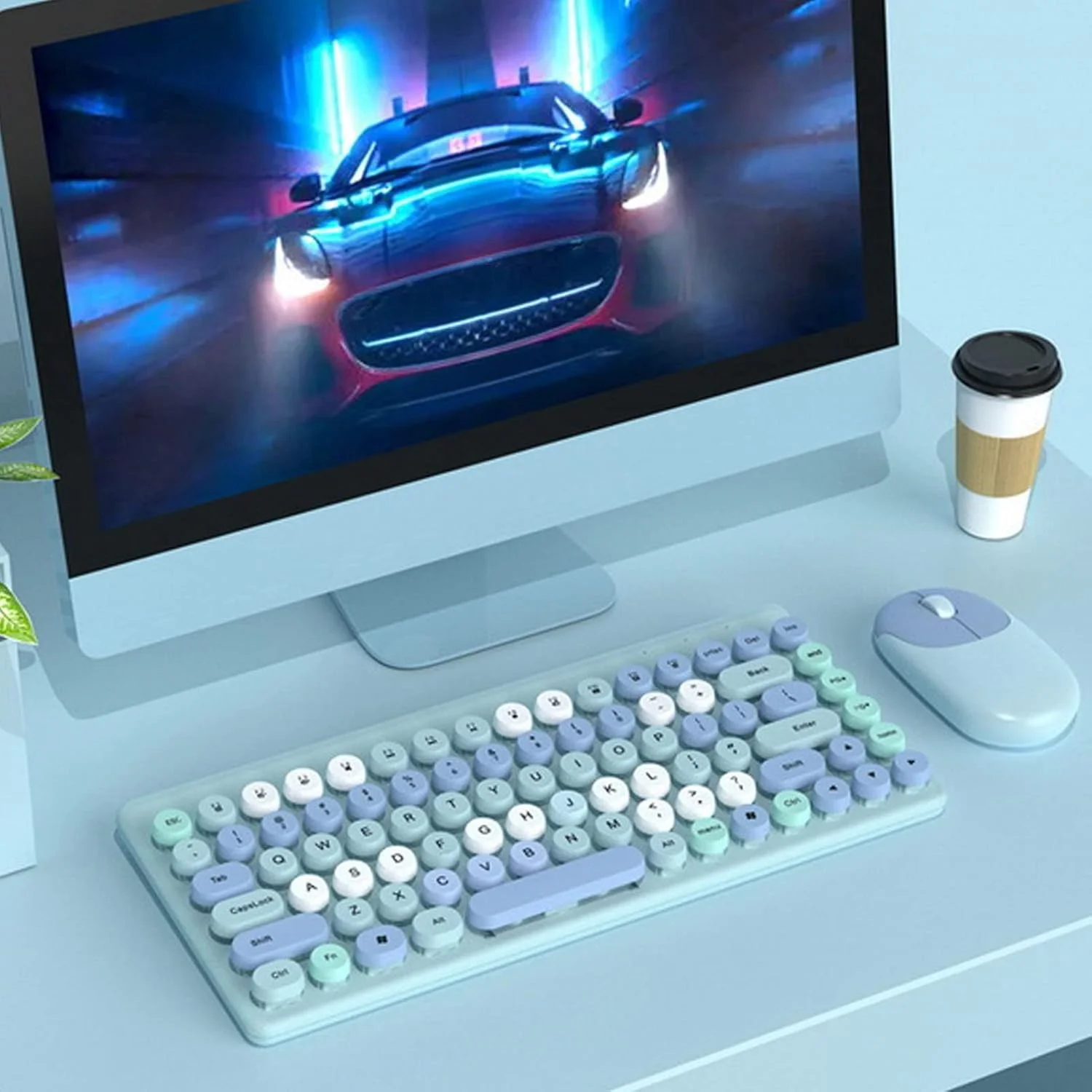 کیبورد و ماوس گیمینگ، ترکیبی از کیبورد و ماوس بی سیم USB با گیرنده، باریک و جمع و جور، رنگارنگ و رترو، مناسب برای کامپیوتر شخصی، لپ تاپ و کامپیوتر کیبورد و ماوس گیمینگ، ترکیبی از کیبورد و ماوس بی سیم USB با گیرنده، باریک و جمع و جور، رنگارنگ و رترو، مناسب برای کامپیوتر شخصی، لپ تاپ و کامپیوتر